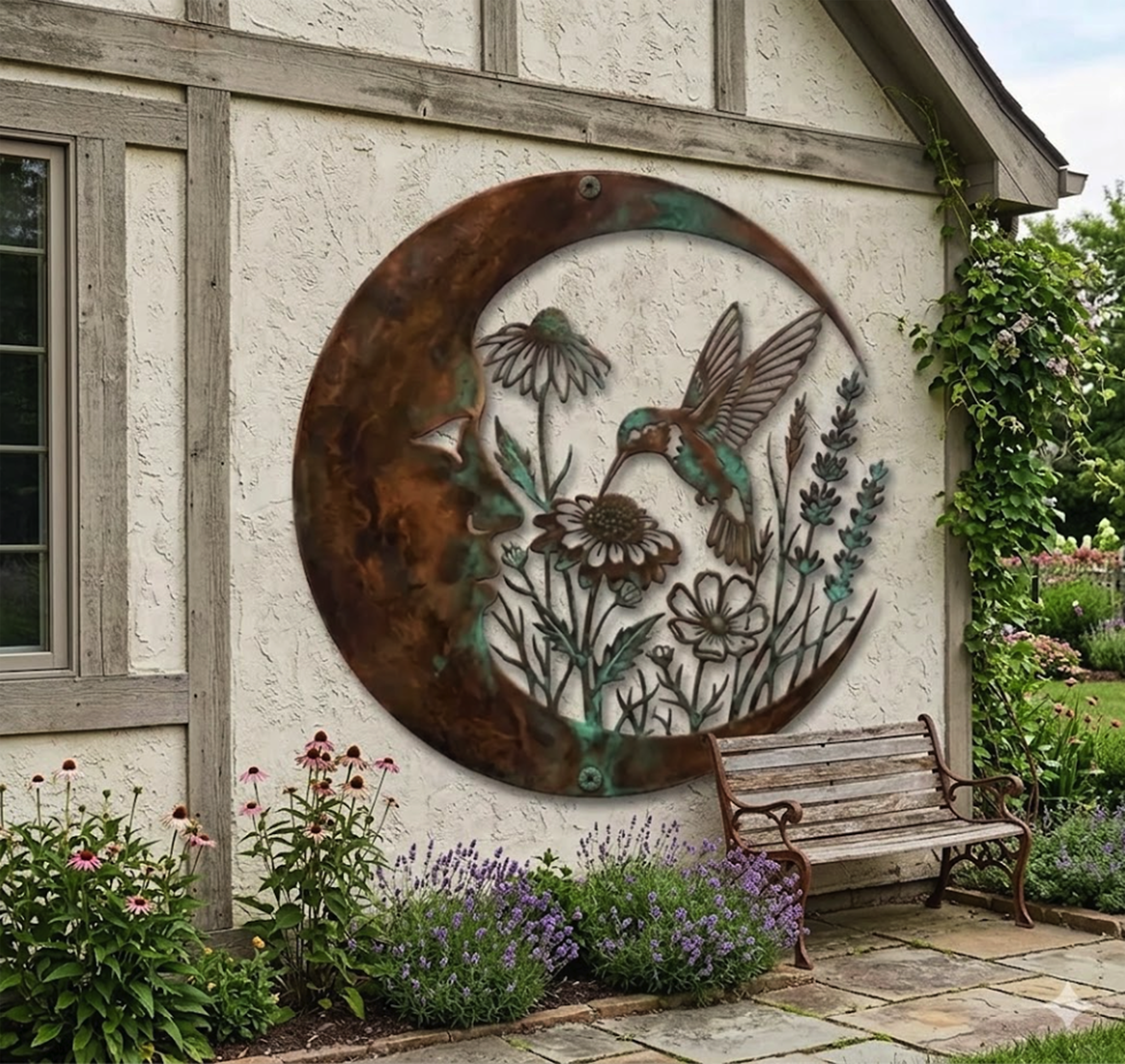 Moon Hummingbird Metal Wall Art - product view 2