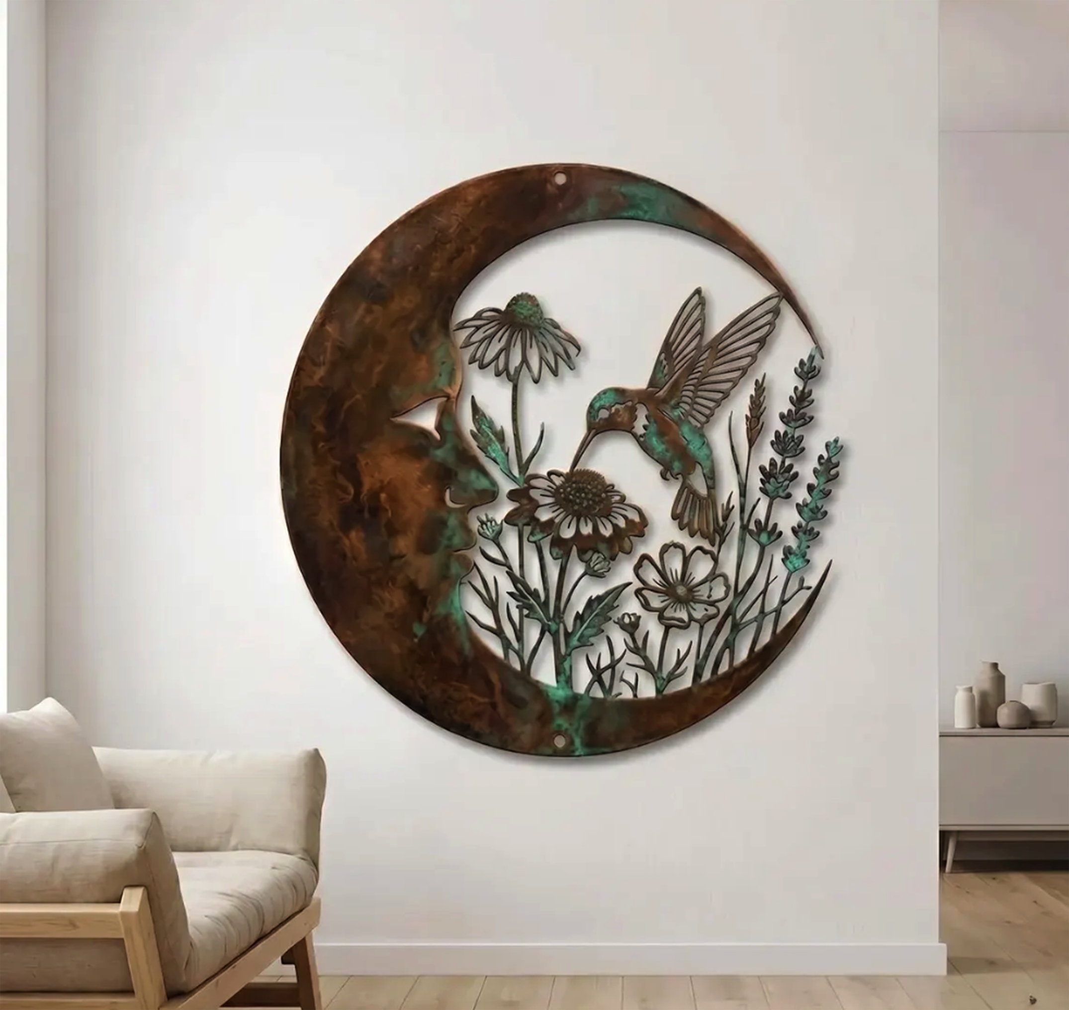 Moon Hummingbird Metal Wall Art - product view 3