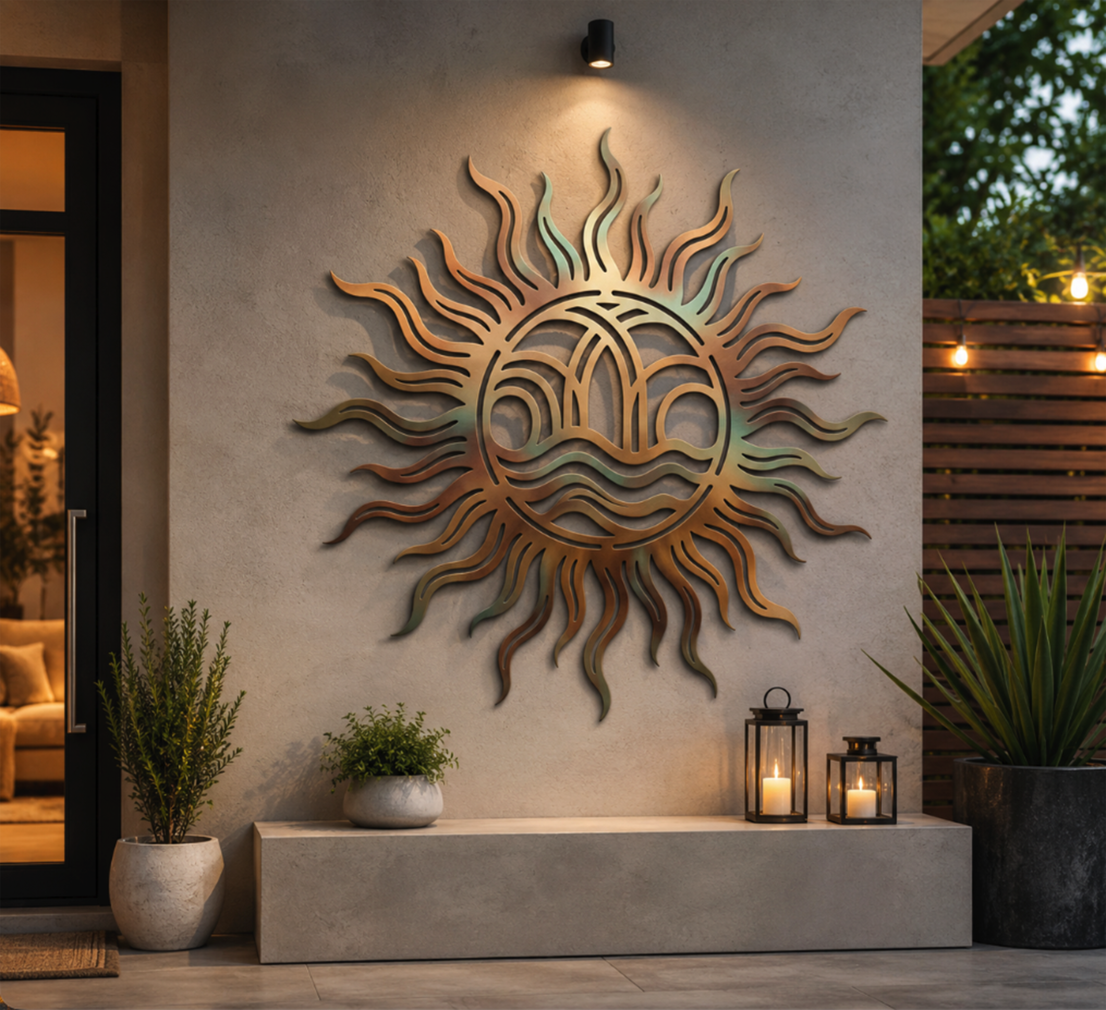 Sun & Waves Metal Wall Art - product view 2
