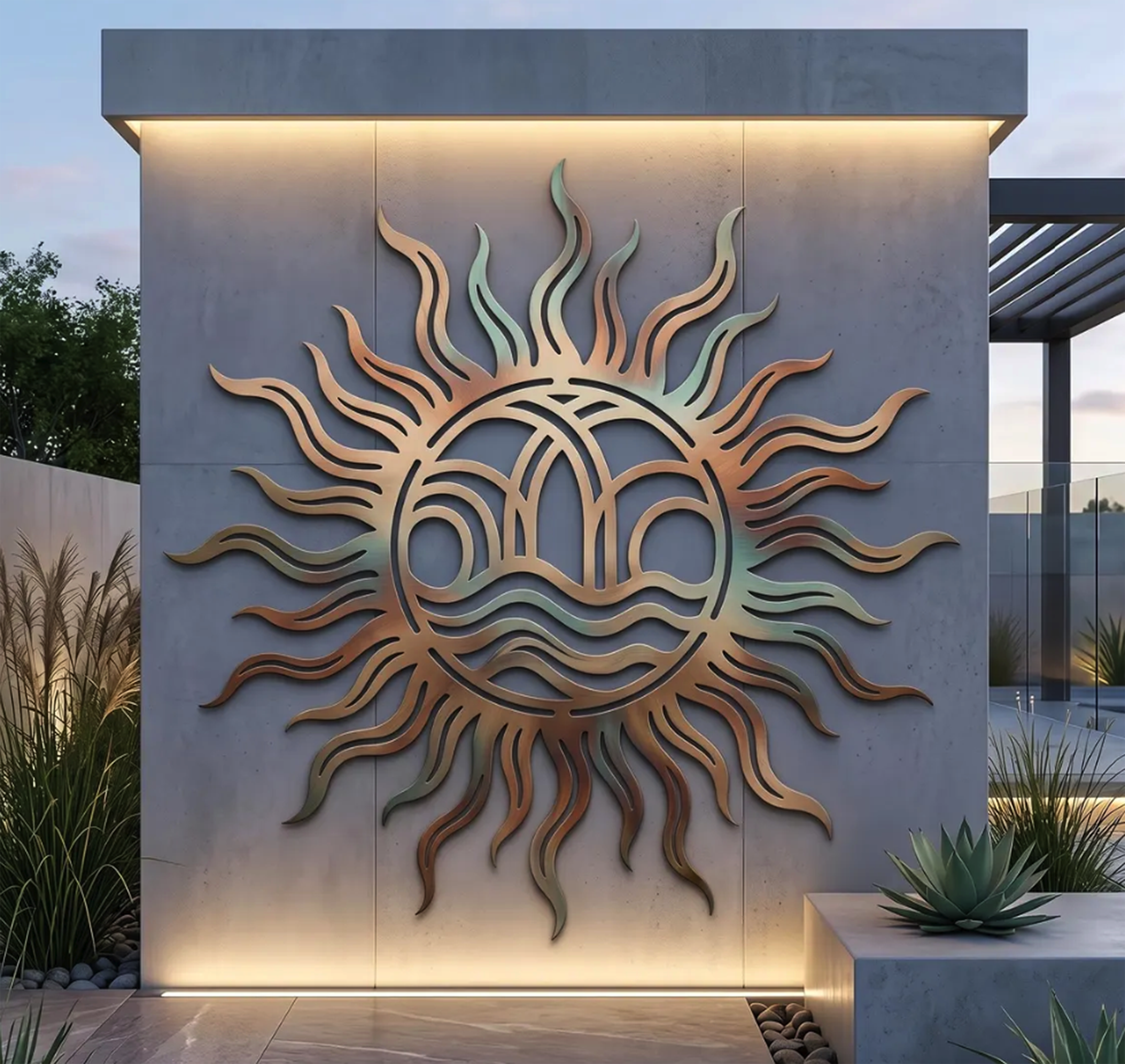 Sun & Waves Metal Wall Art - product view 4
