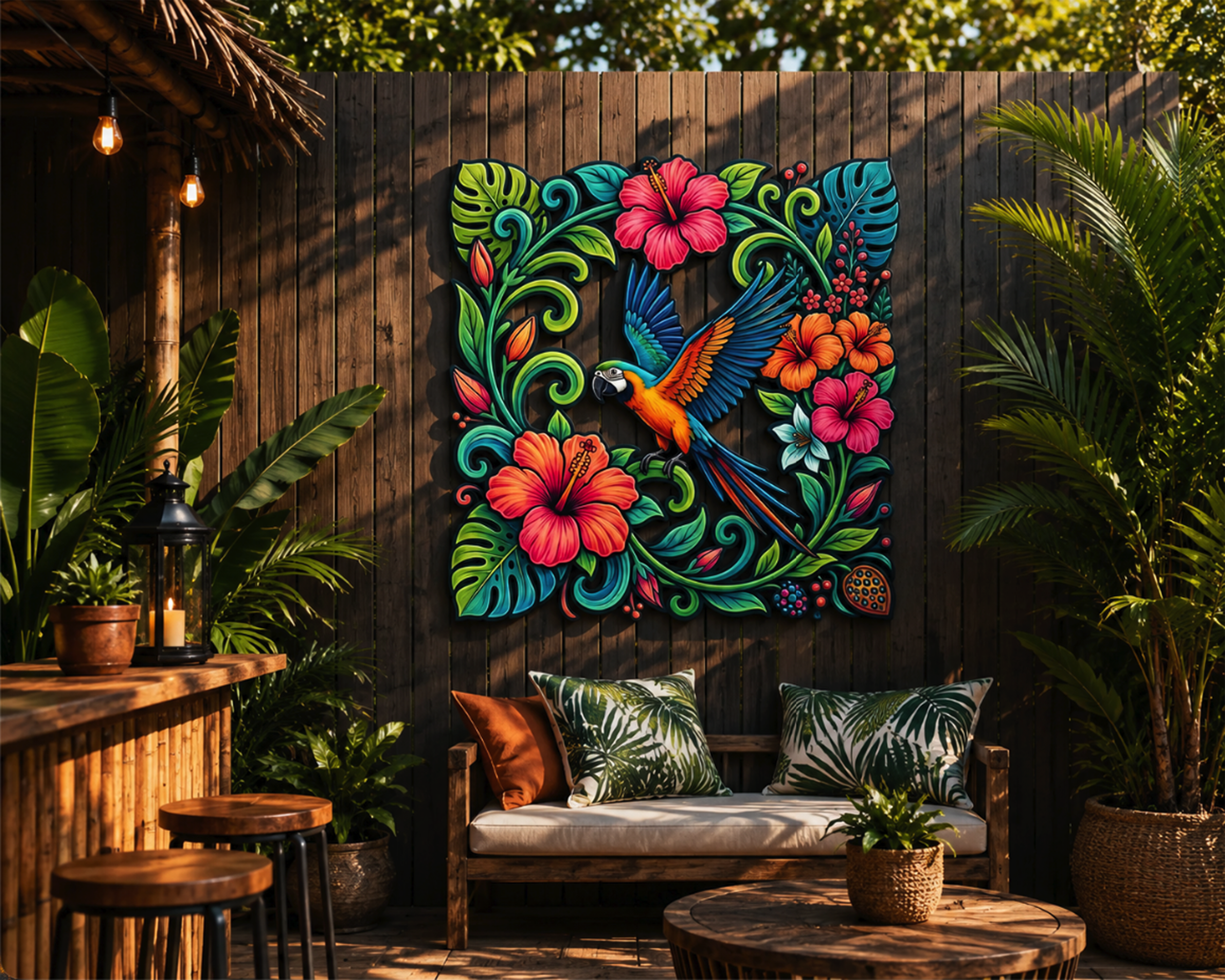 Tropical Parrot Metal Wall Art