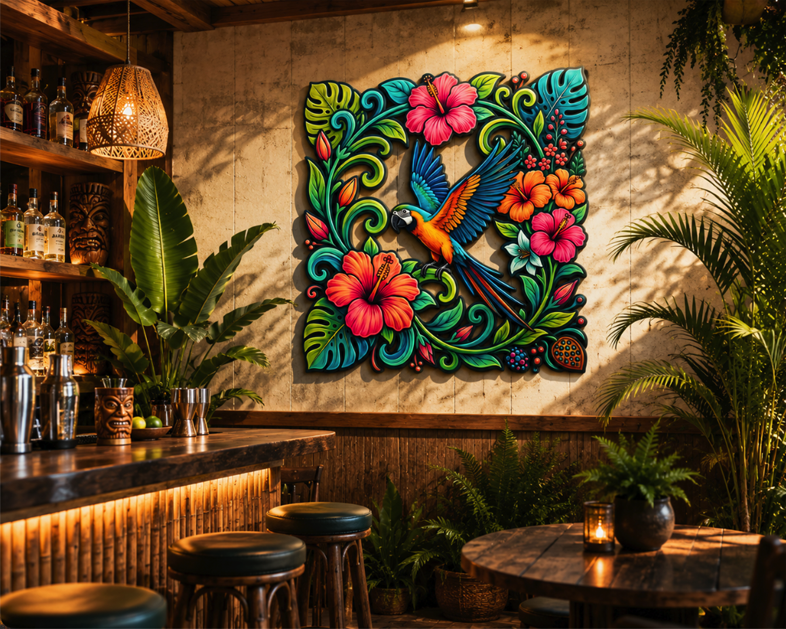 Tropical Parrot Metal Wall Art - product view 2