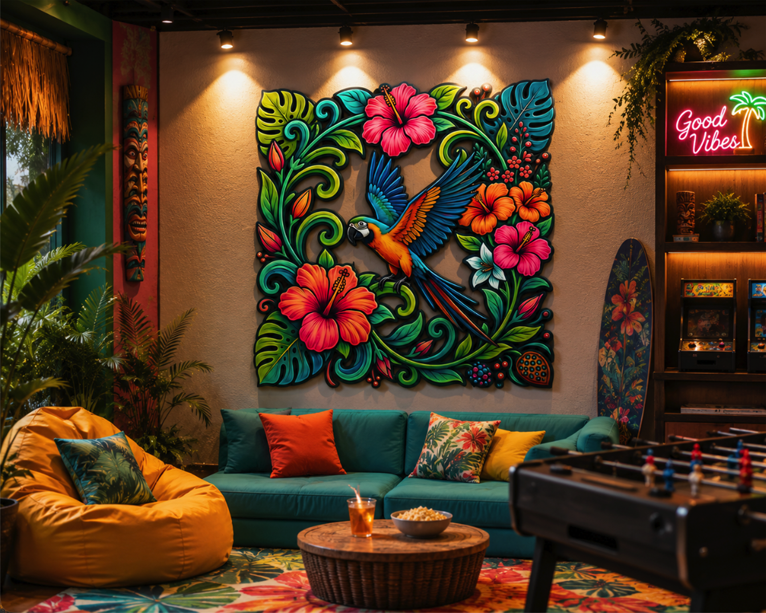 Tropical Parrot Metal Wall Art - product view 3
