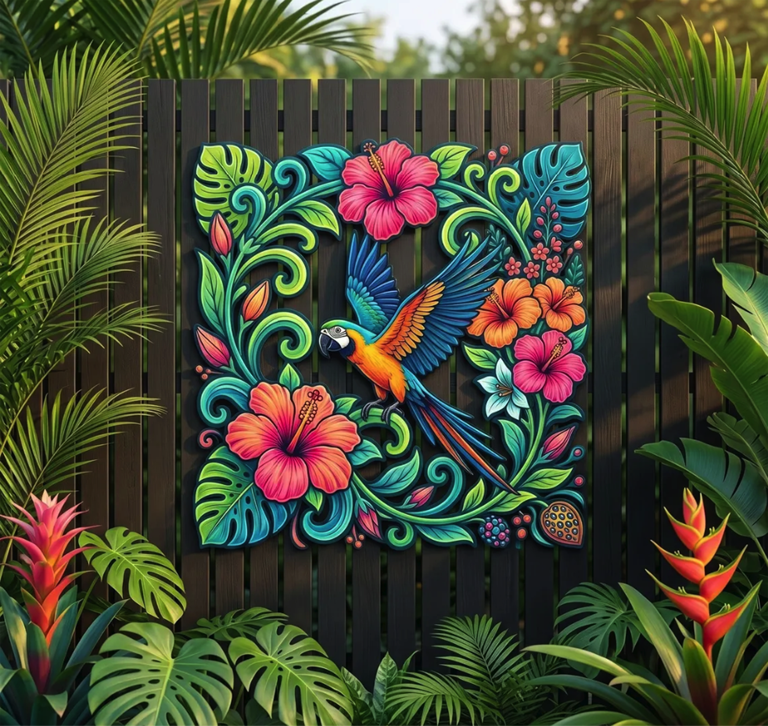 Tropical Parrot Metal Wall Art - product view 4