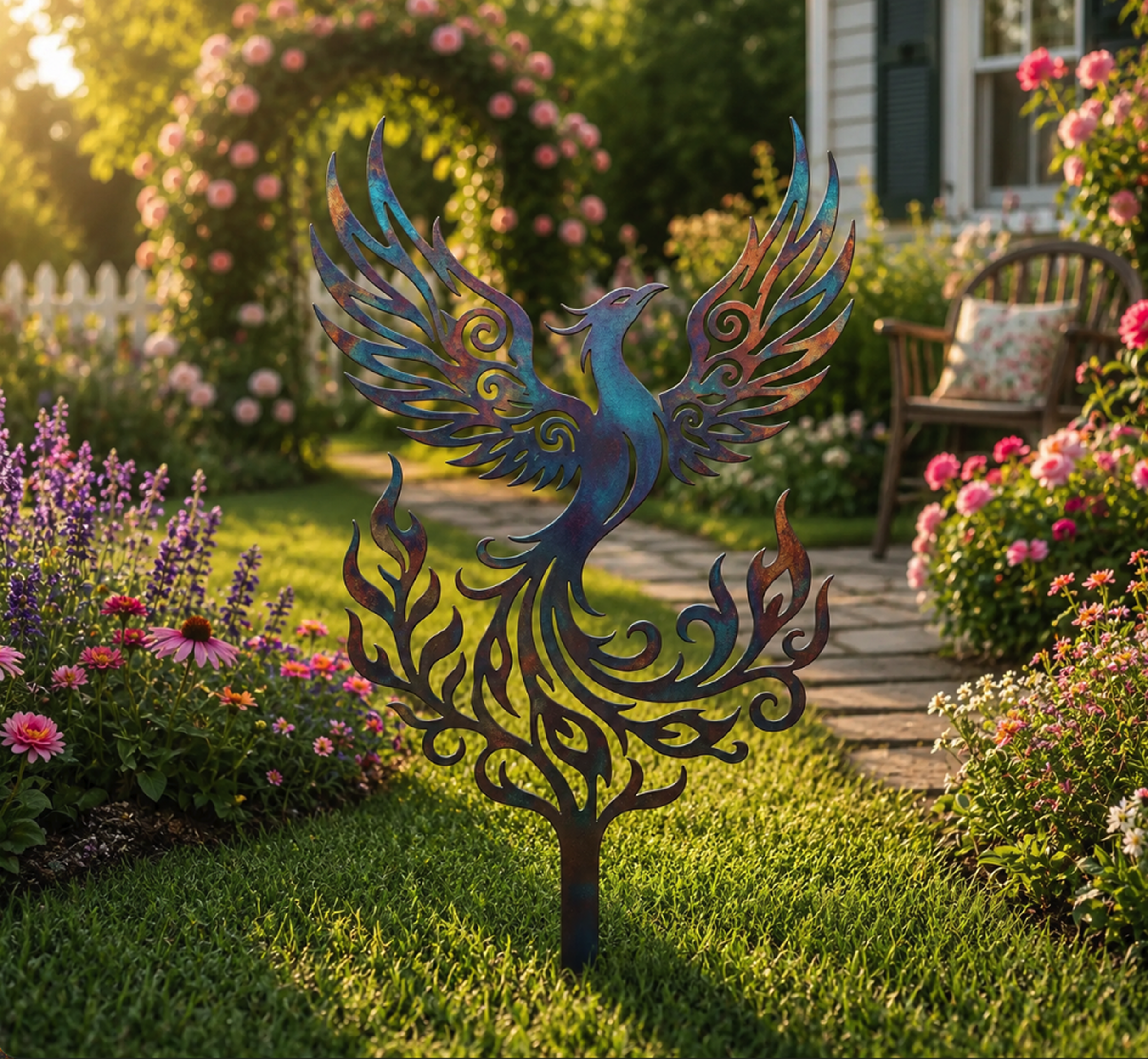 Phoenix Metal Garden Stake