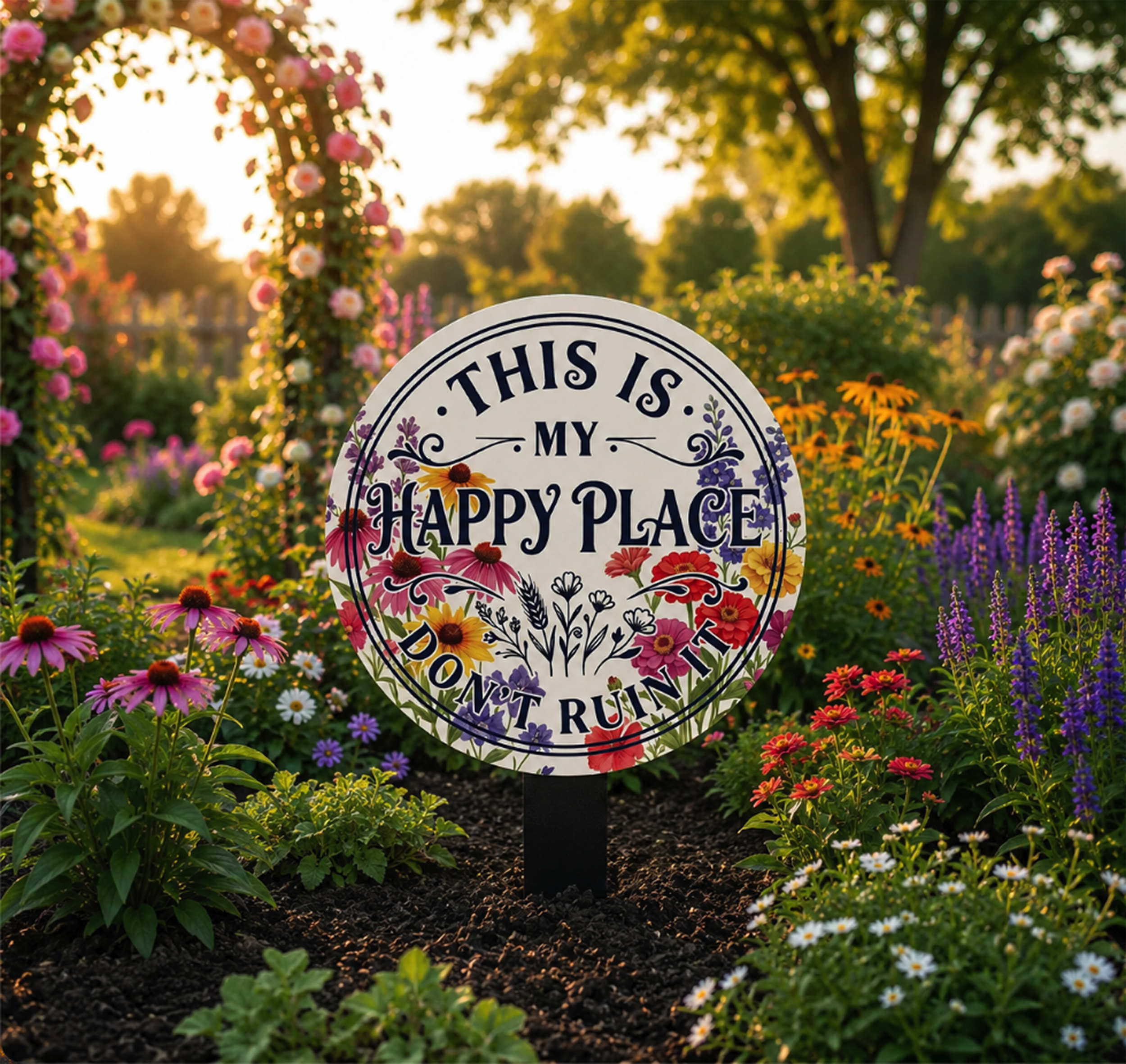 Happy Place Garden Metal Sign