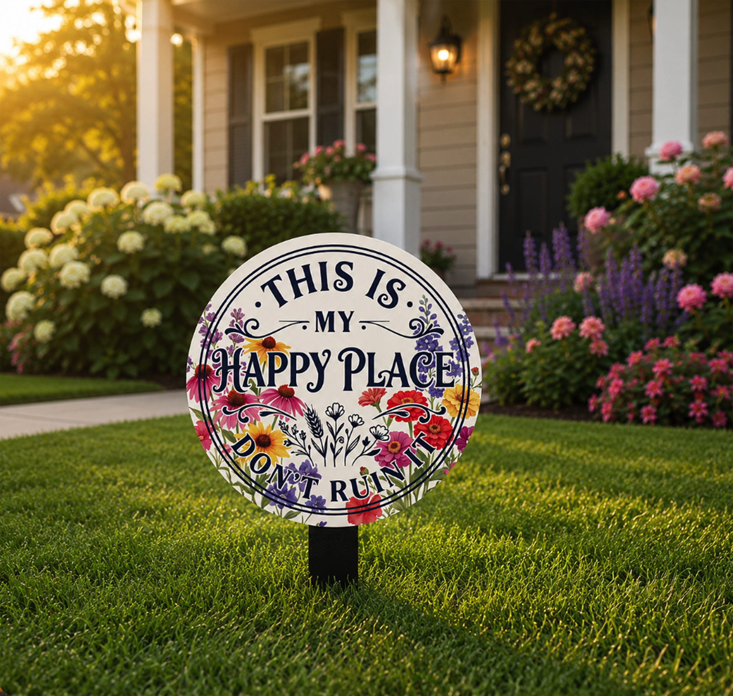 Happy Place Garden Metal Sign - product view 2