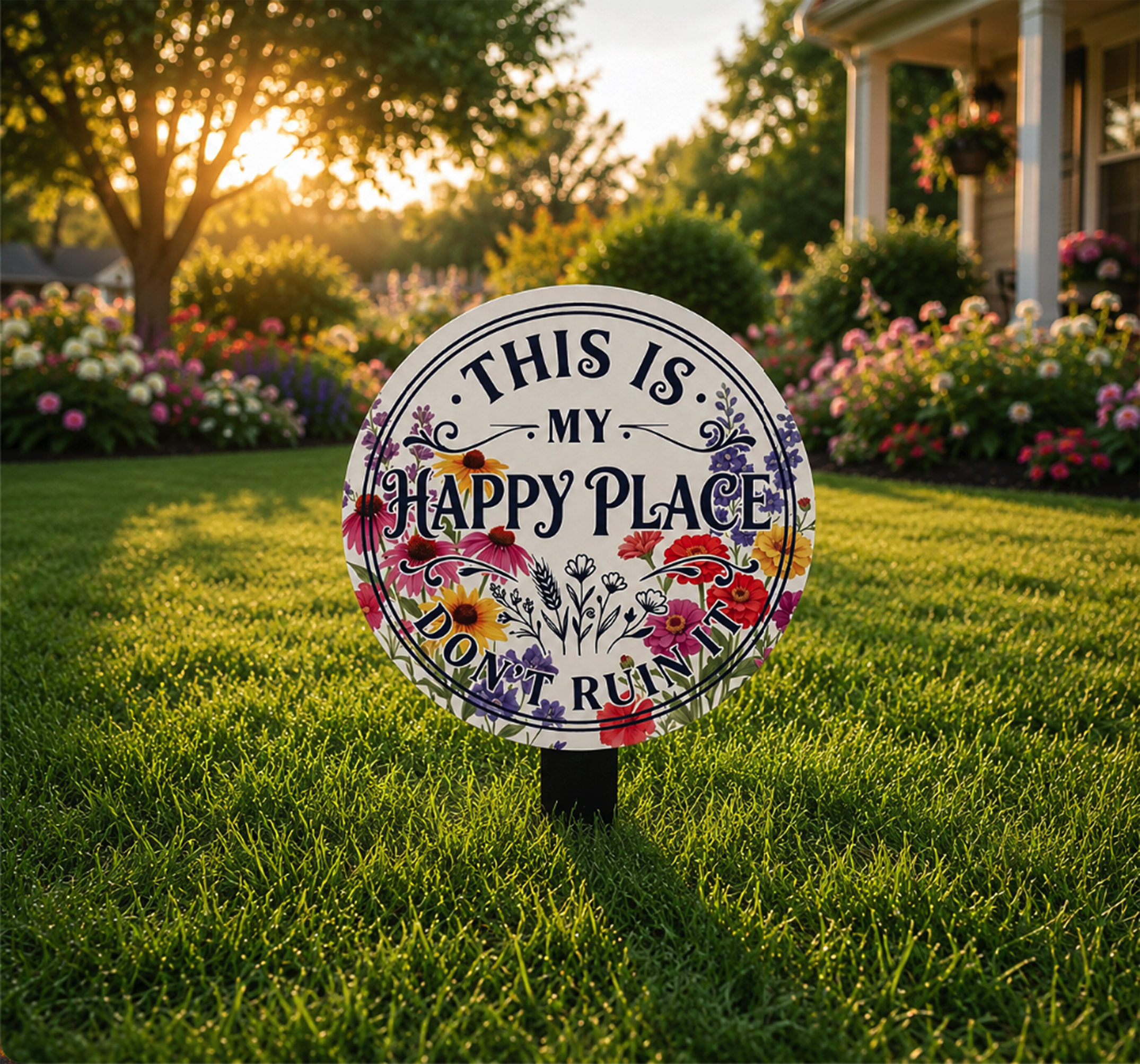 Happy Place Garden Metal Sign - product view 3
