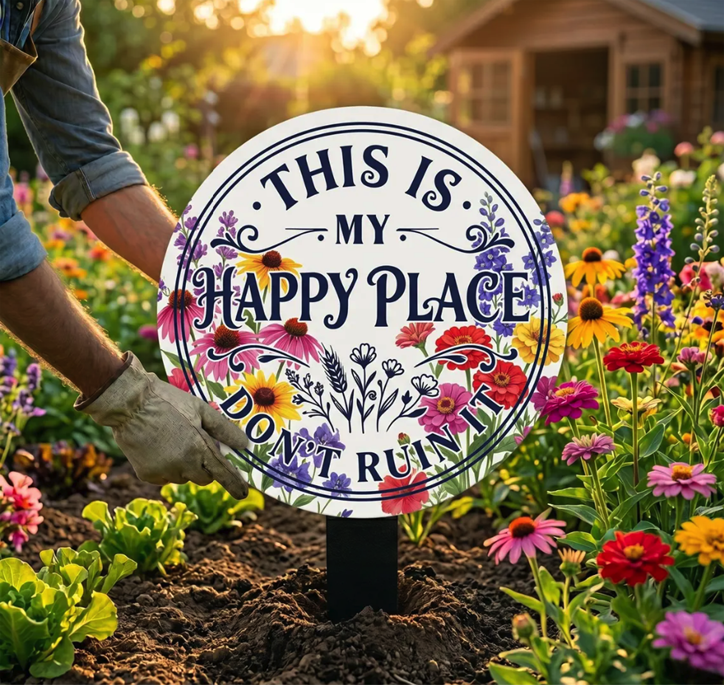 Happy Place Garden Metal Sign - product view 4