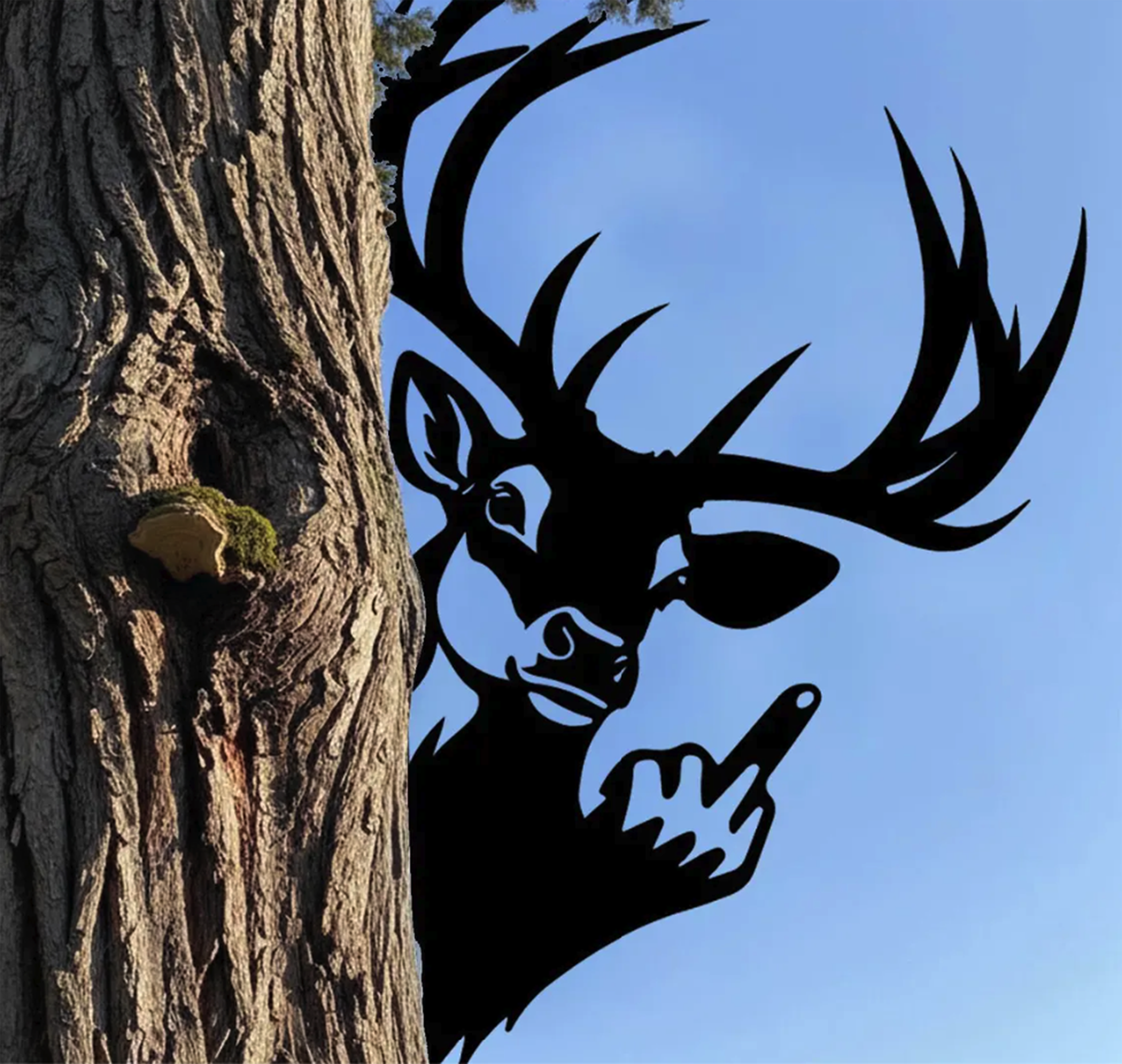 Funny Peeking Animal Metal Sign - product view 2