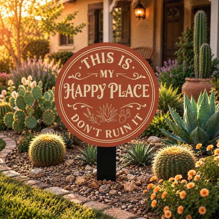 Funny Cactus Garden Metal Sign