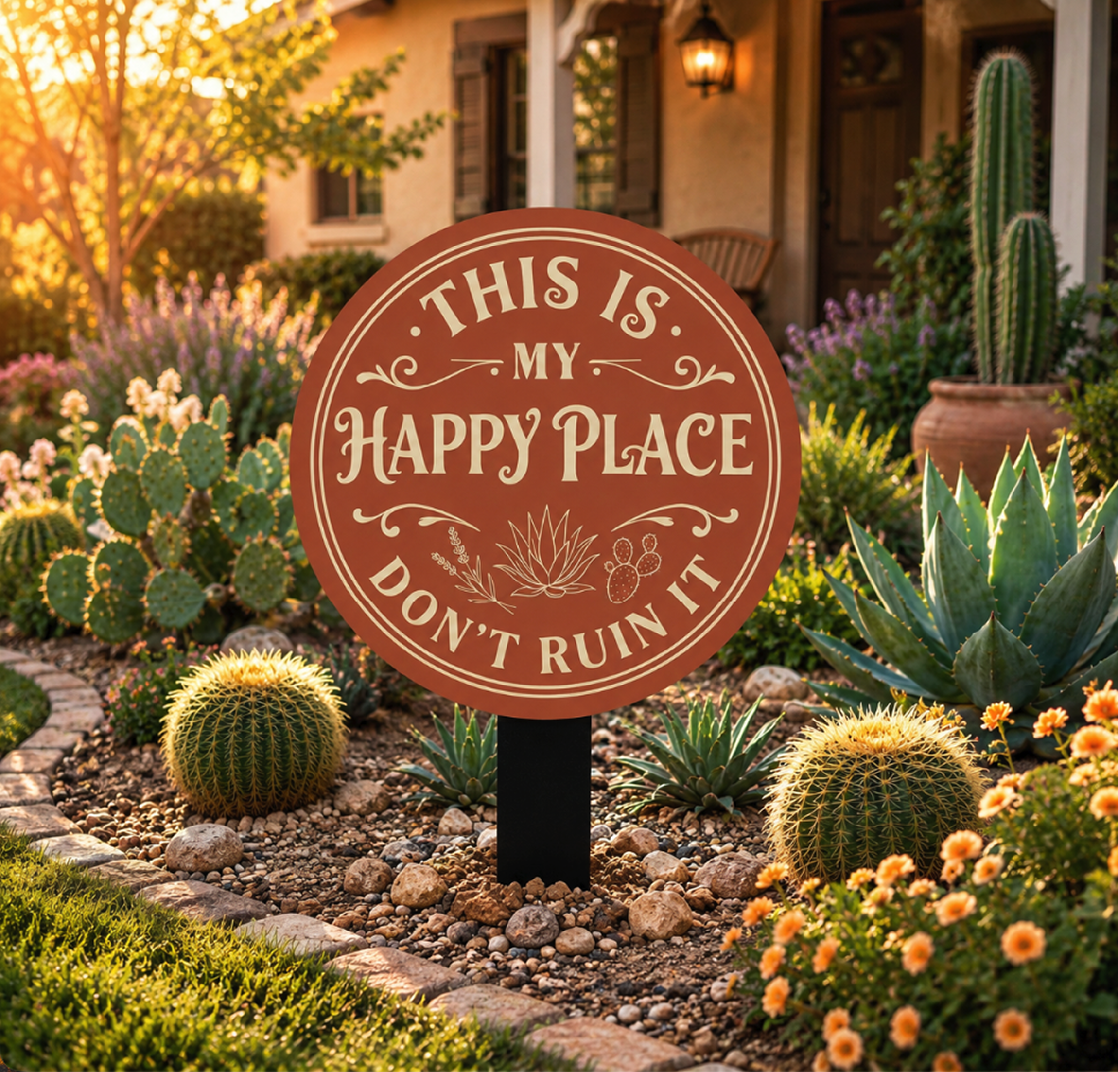 Funny Cactus Garden Metal Sign