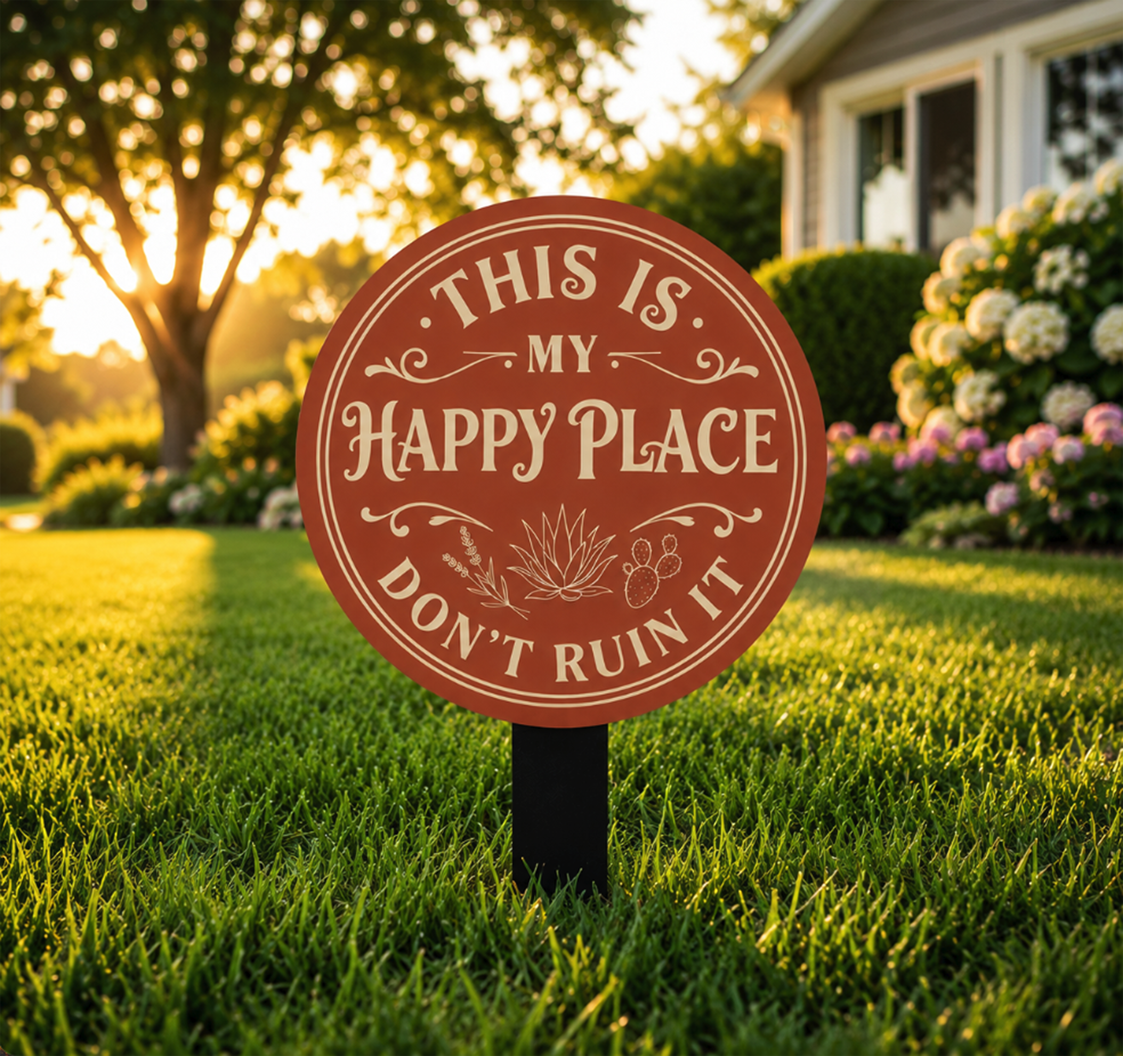 Funny Cactus Garden Metal Sign - product view 3