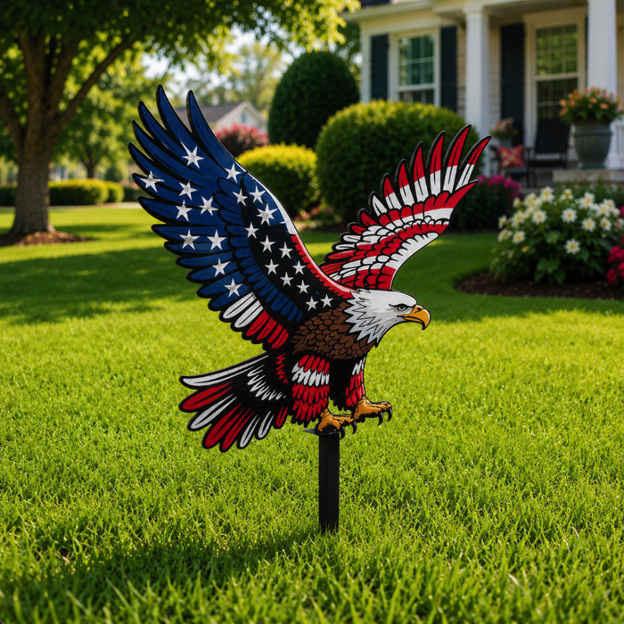 American Flag Eagle Garden Stake