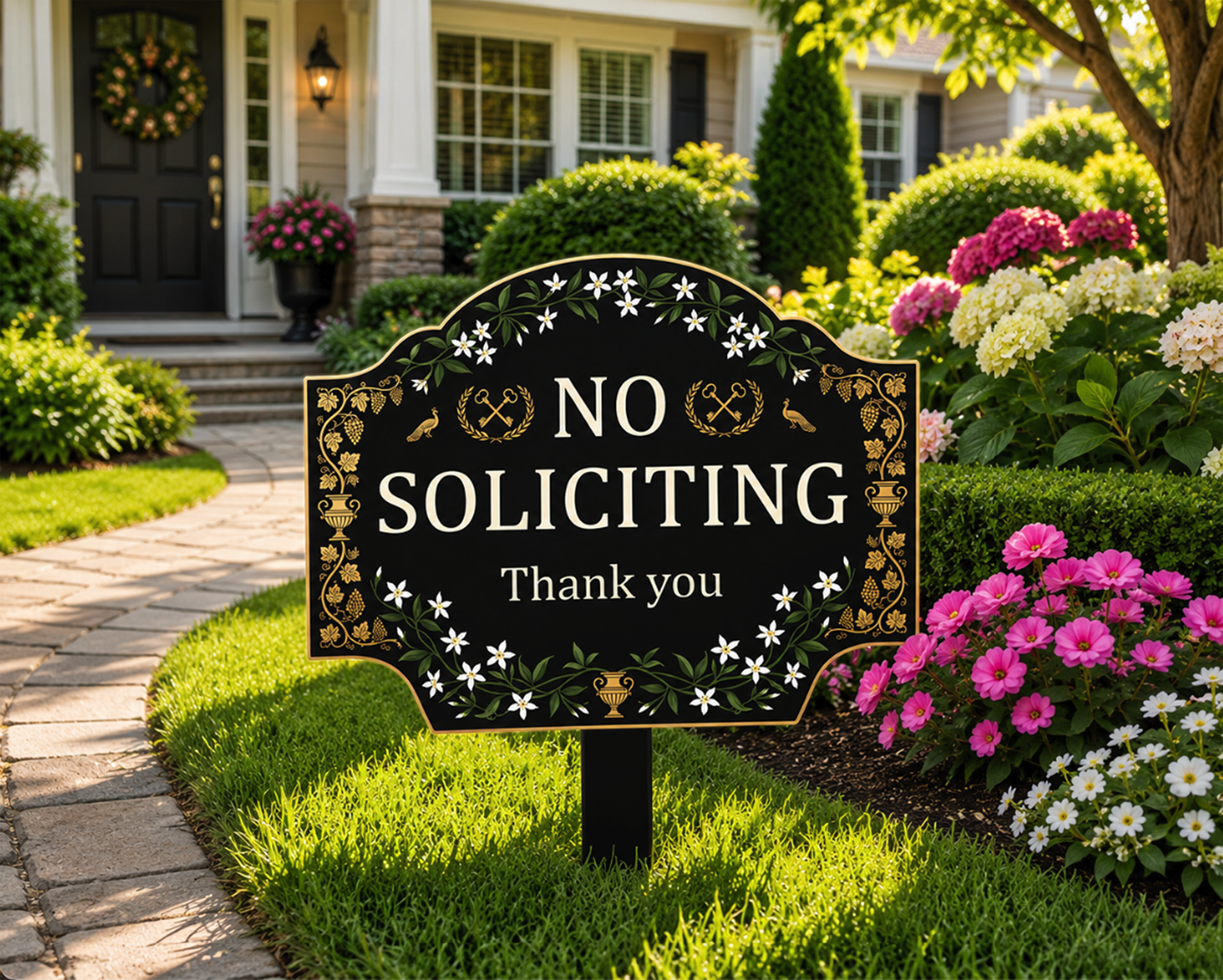 No Soliciting Metal Garden Sign - product view 2