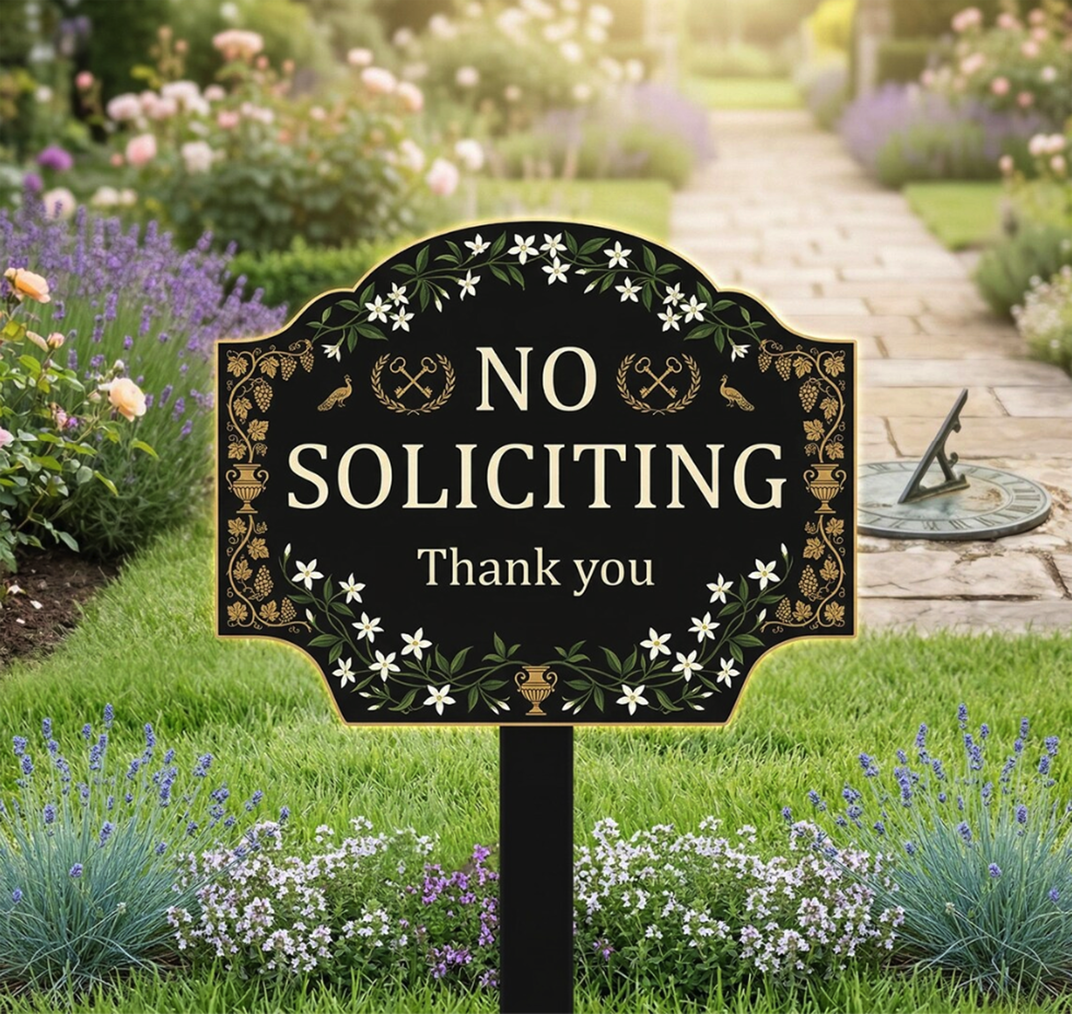 No Soliciting Metal Garden Sign - product view 4