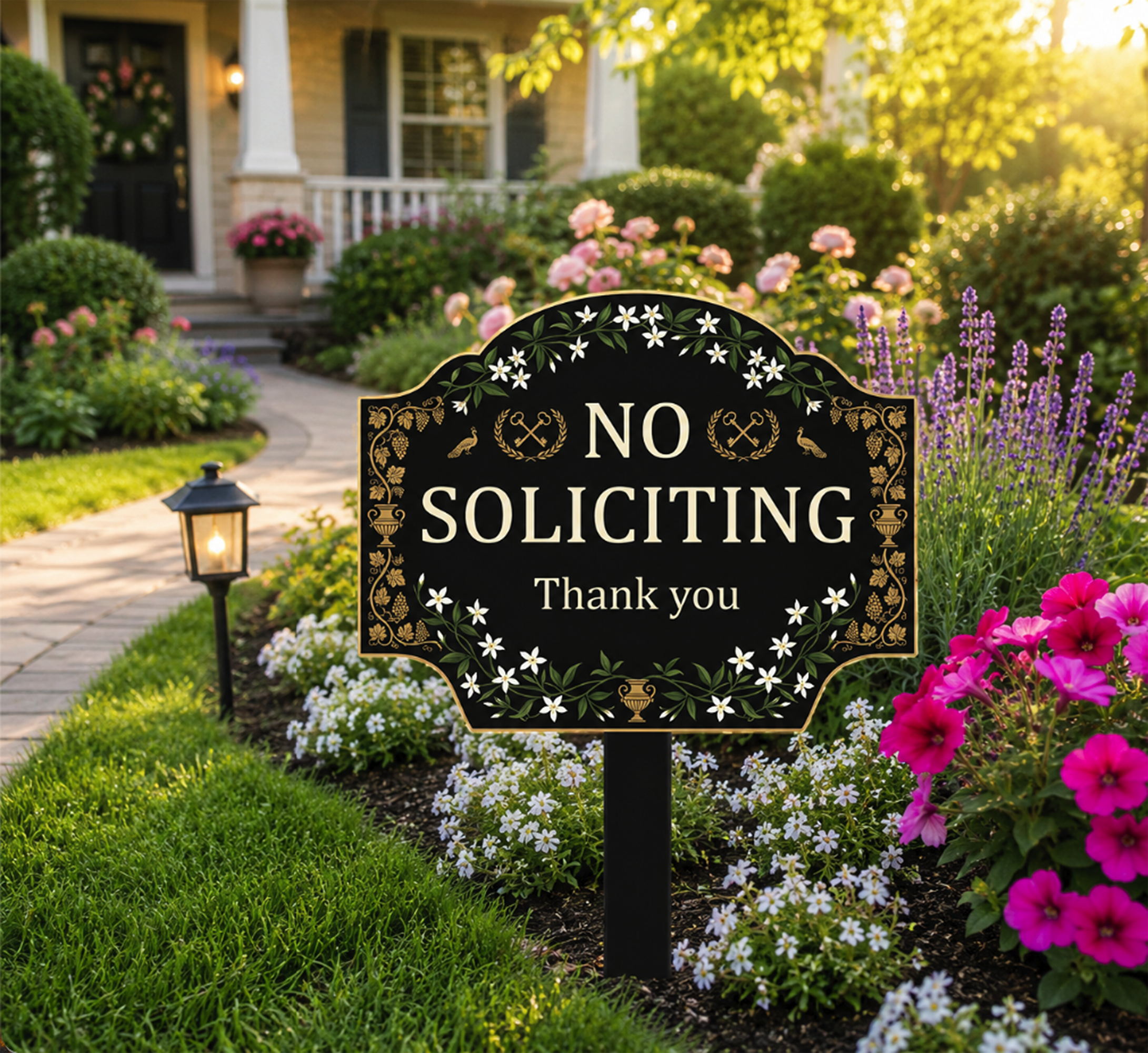 No Soliciting Metal Garden Sign - product view 5