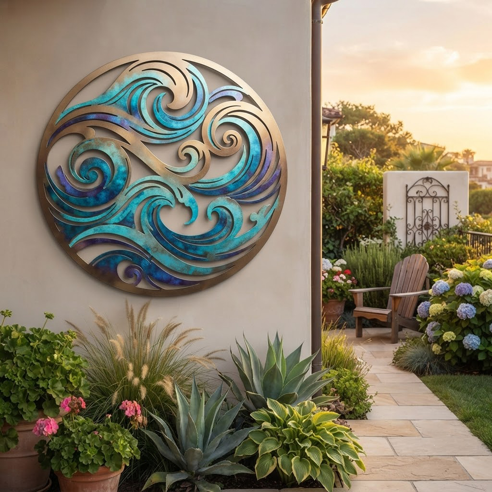 Ocean Wave Metal Wall Art - product view 3