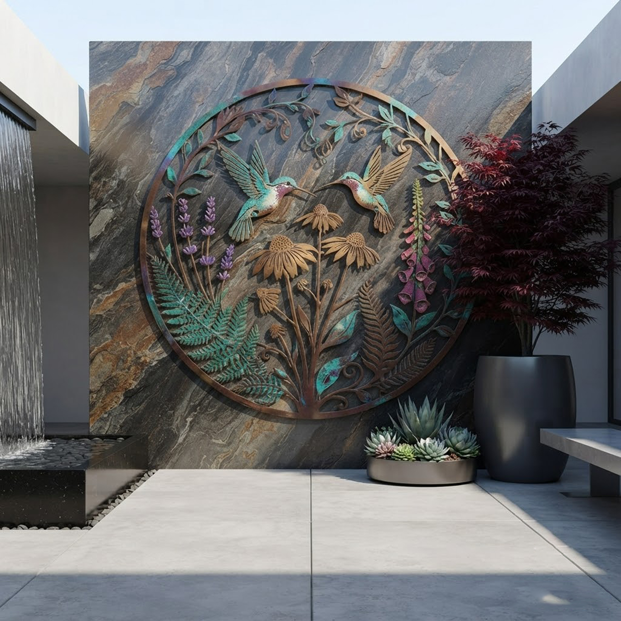 Hummingbird Metal Wall Art - product view 2