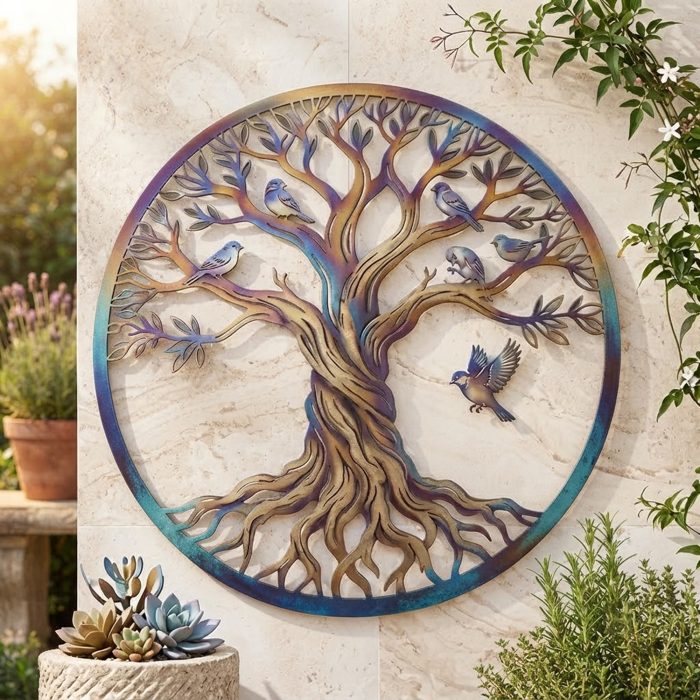 Tree of Life Metal Wall Art with Birds