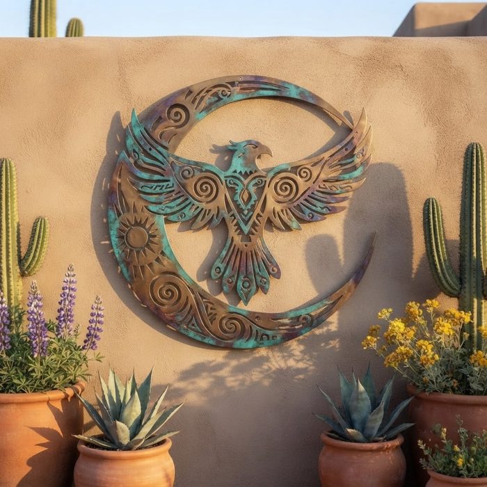 Southwestern Eagle Moon Metal Wall Art