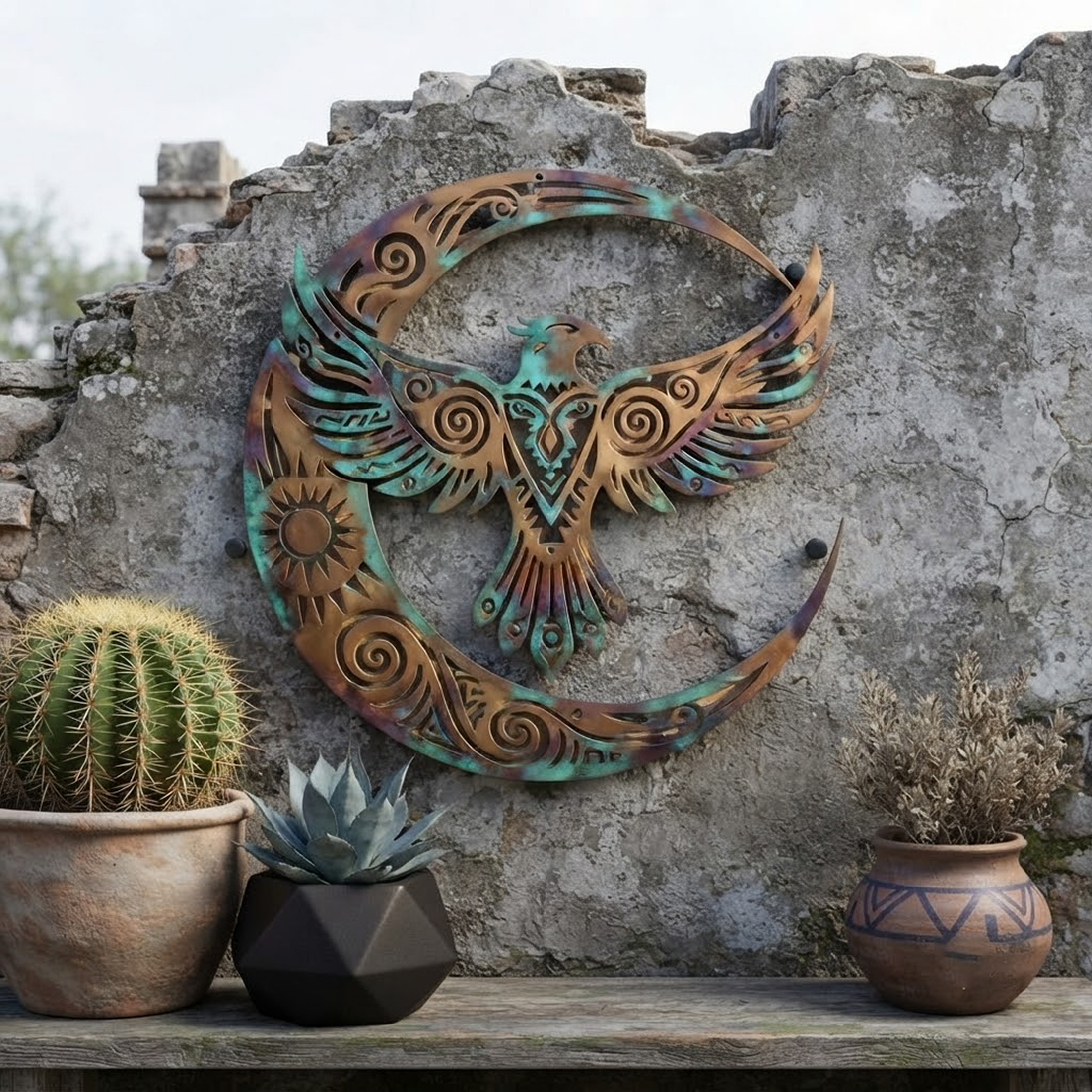 Southwestern Eagle Moon Metal Wall Art - product view 3