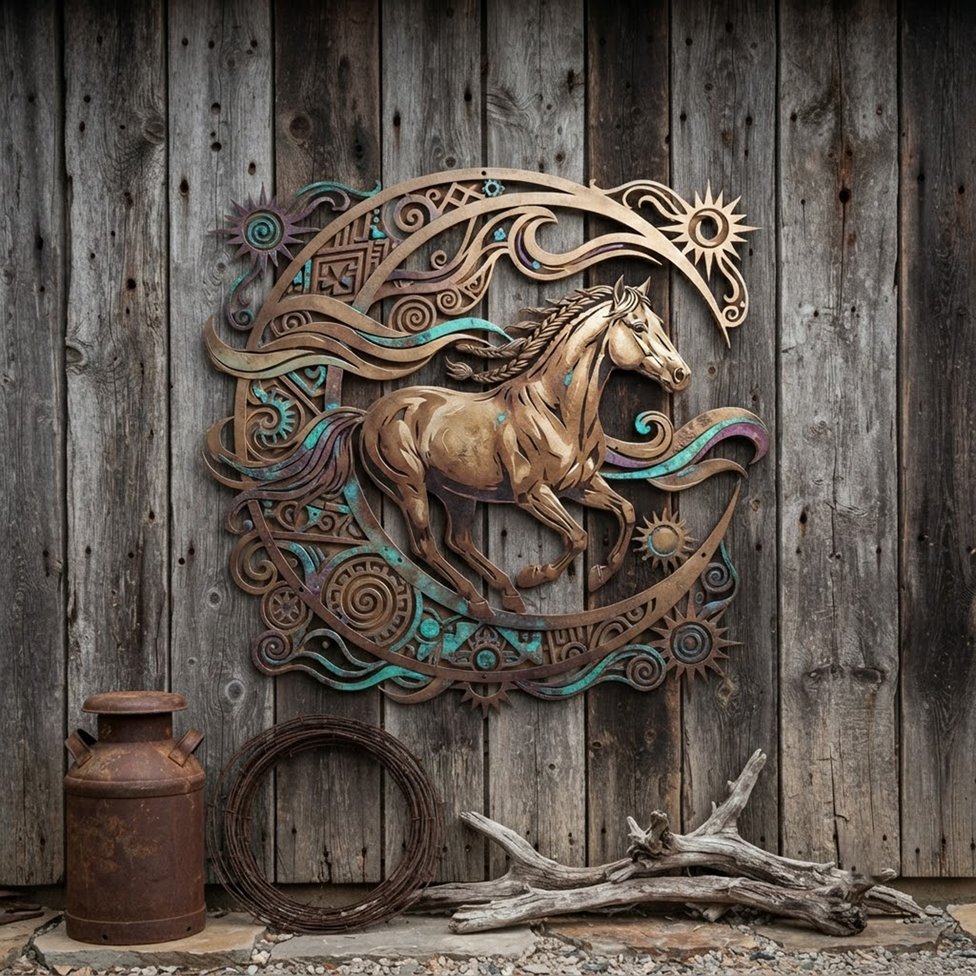 Running Horse Metal Wall Art - product view 2