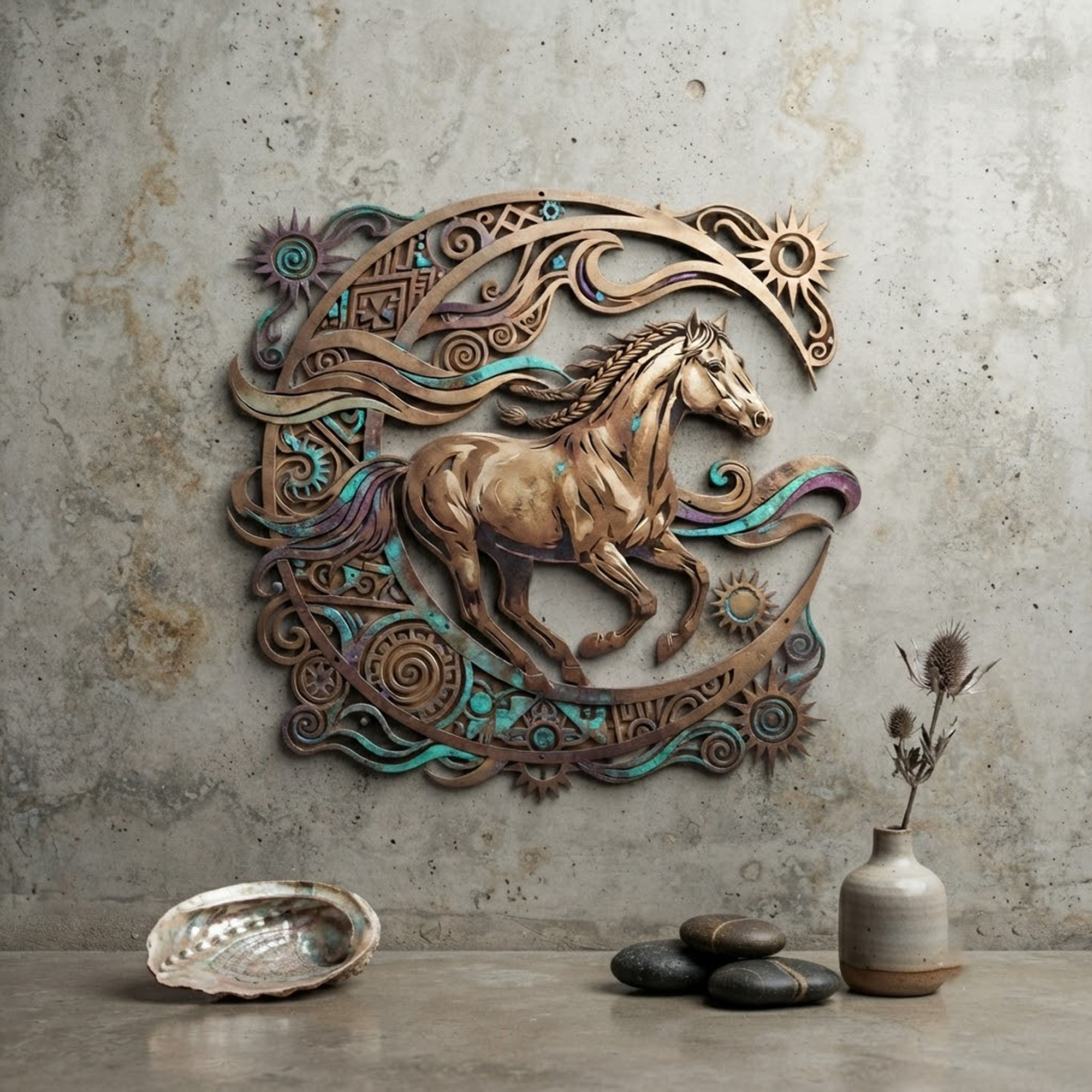 Running Horse Metal Wall Art - product view 3
