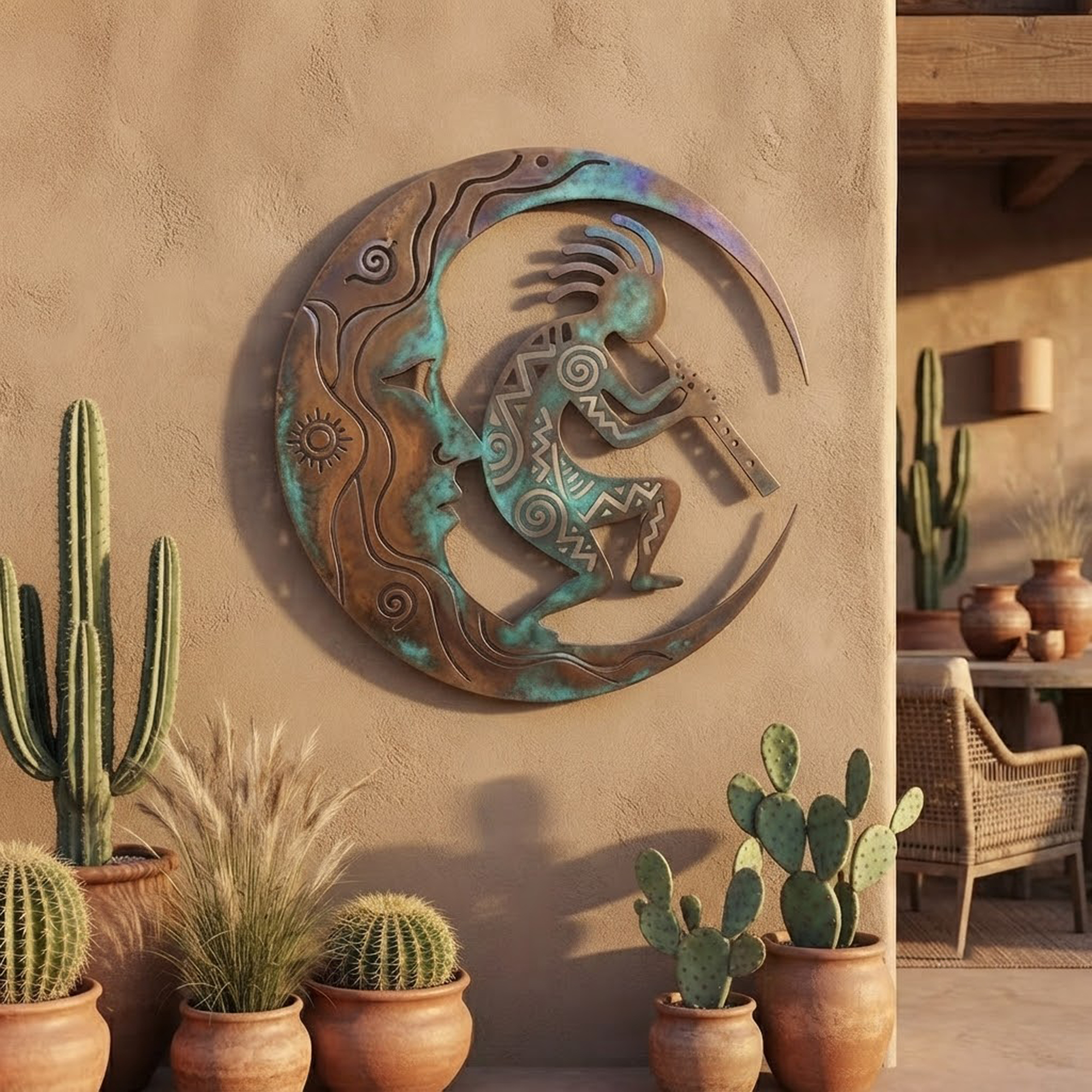 Kokopelli Moon Metal Wall Art