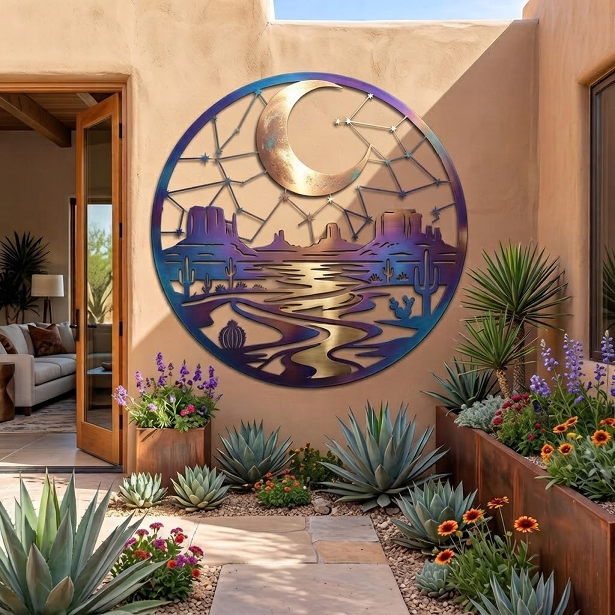 Southwestern Moon Desert Metal Wall Art