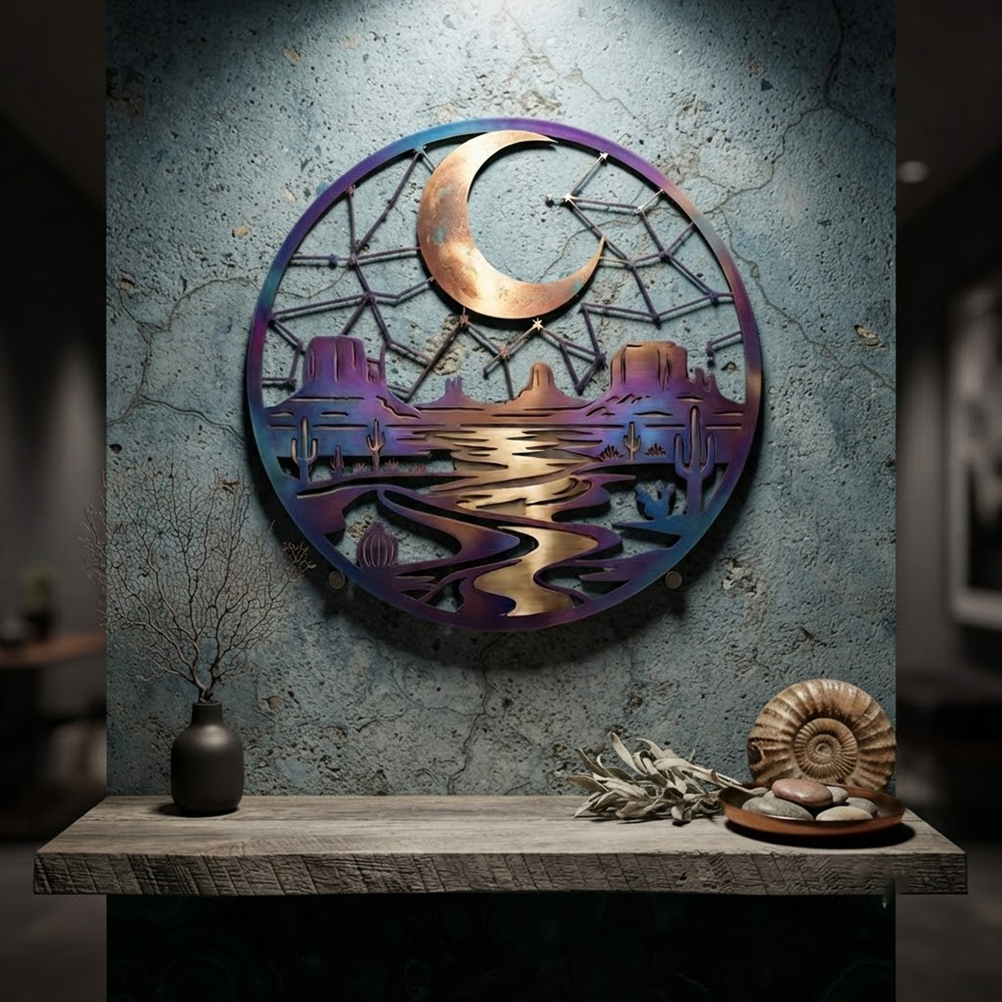Southwestern Moon Desert Metal Wall Art - product view 2