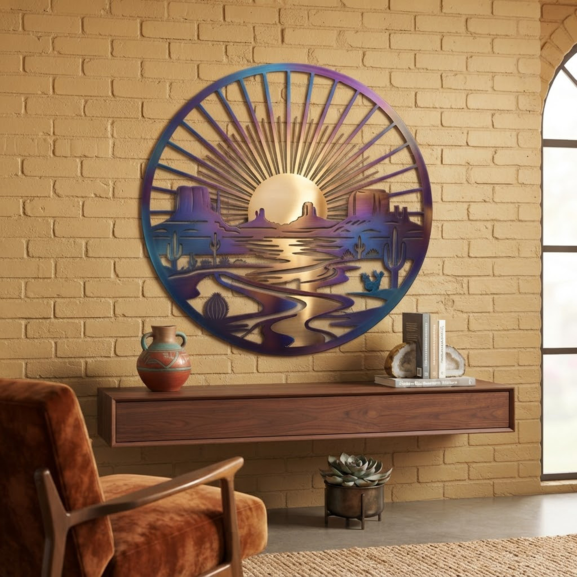 Southwestern Desert Sunset Metal Wall Art - product view 3