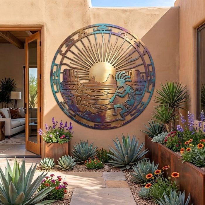 Kokopelli Desert Sunset Metal Wall Art