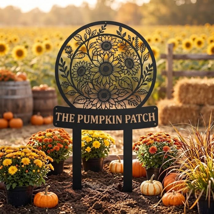 Sunflower Pumpkin Patch Garden Stake