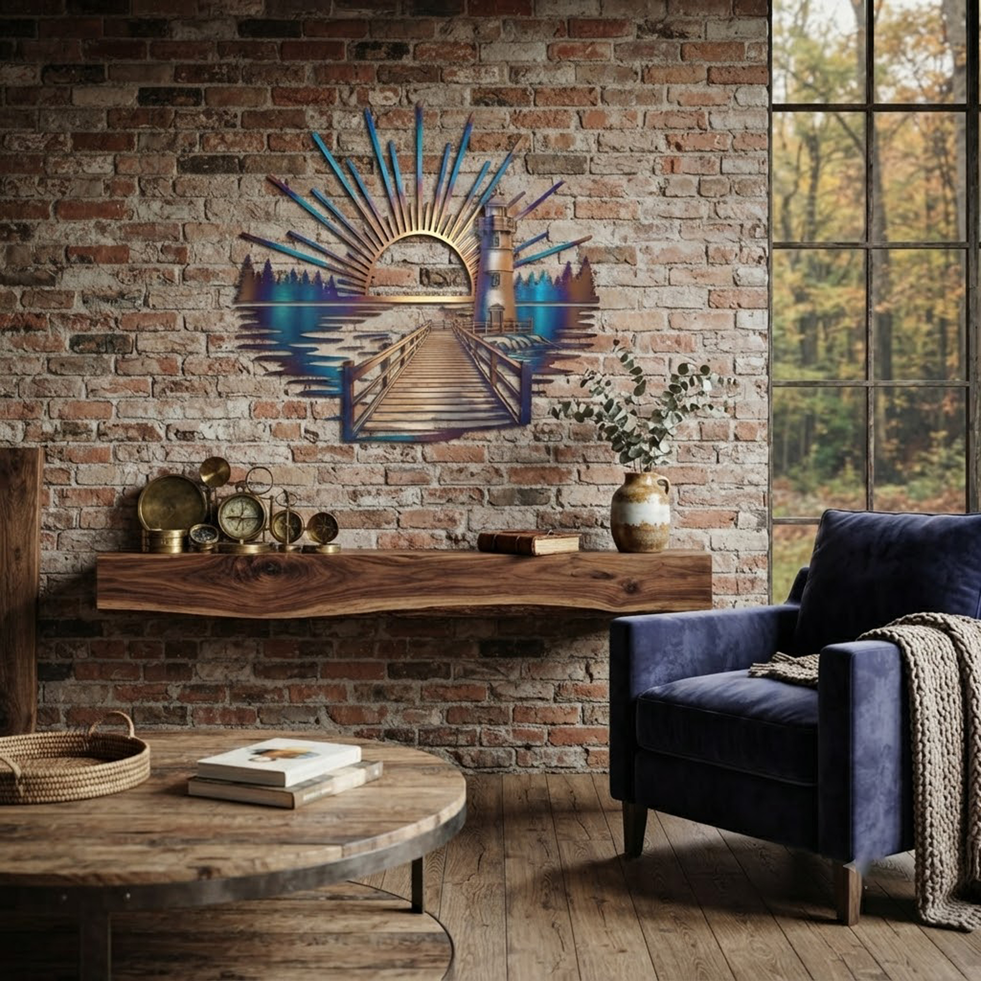 Lighthouse Coastal Metal Wall Art - product view 2