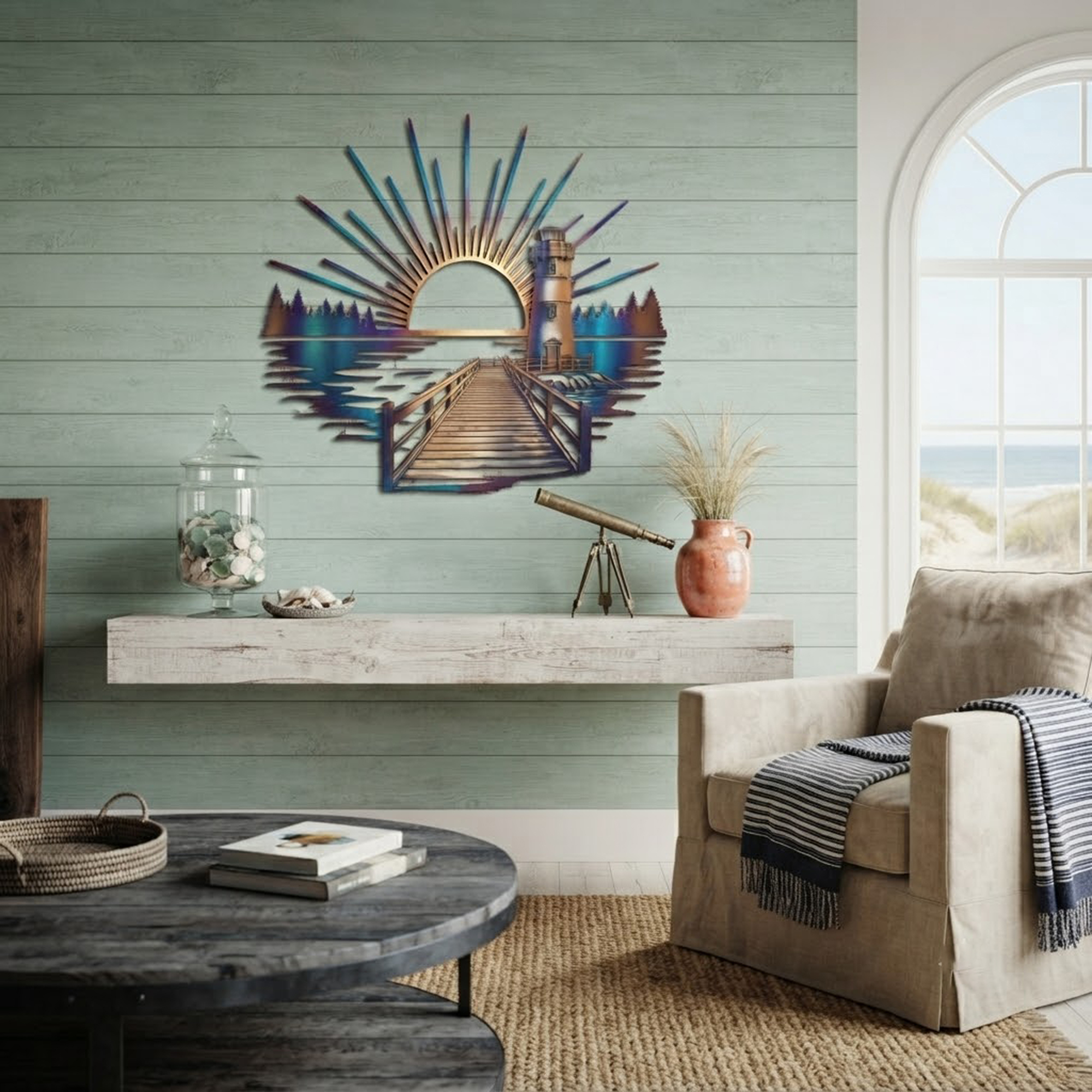 Lighthouse Coastal Metal Wall Art - product view 3
