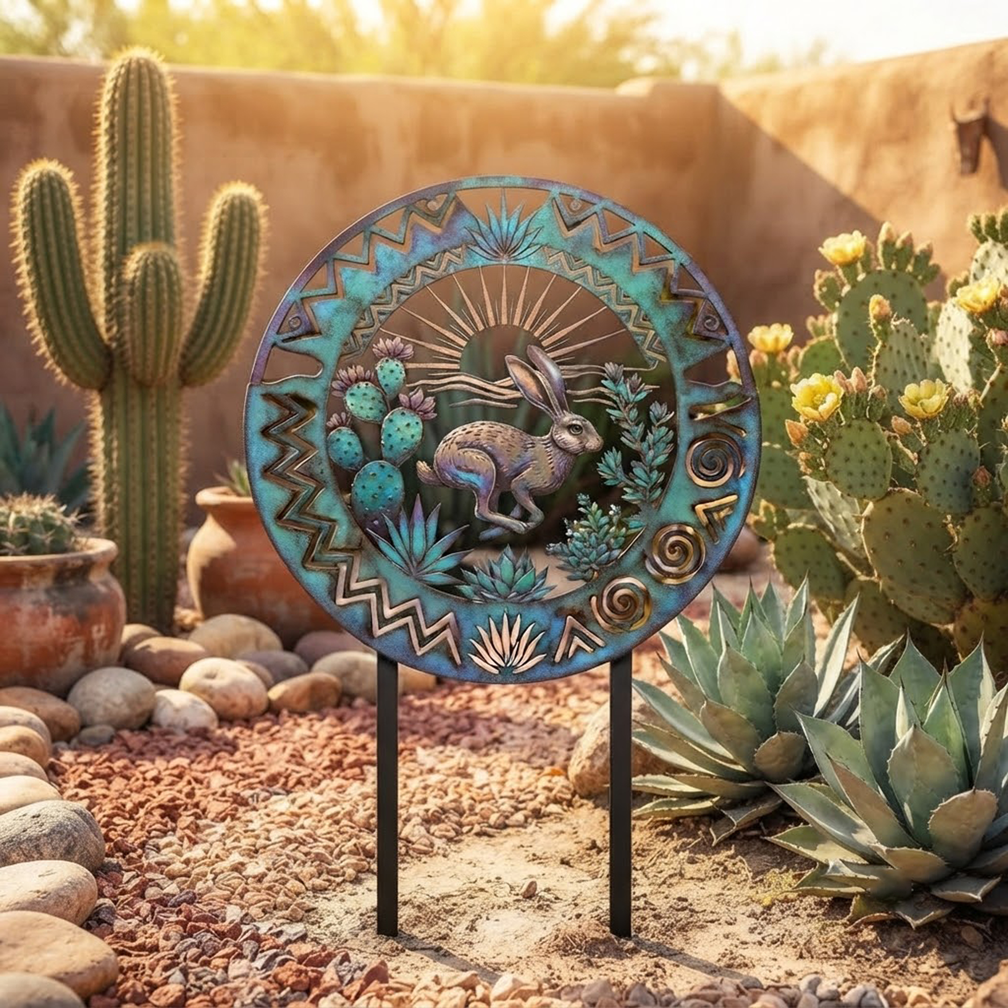 Desert Jackrabbit Garden Stake - product view 2