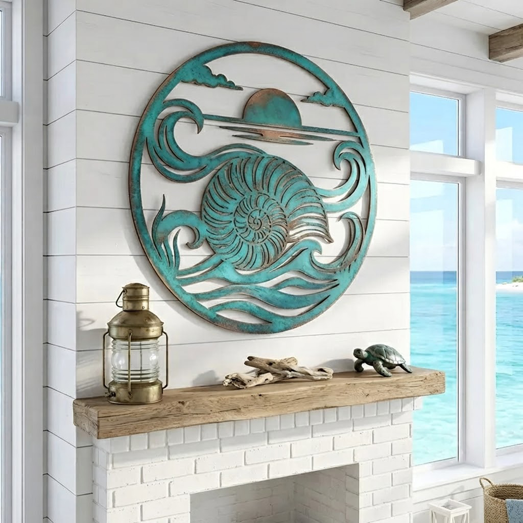 Nautilus Shell Metal Wall Art