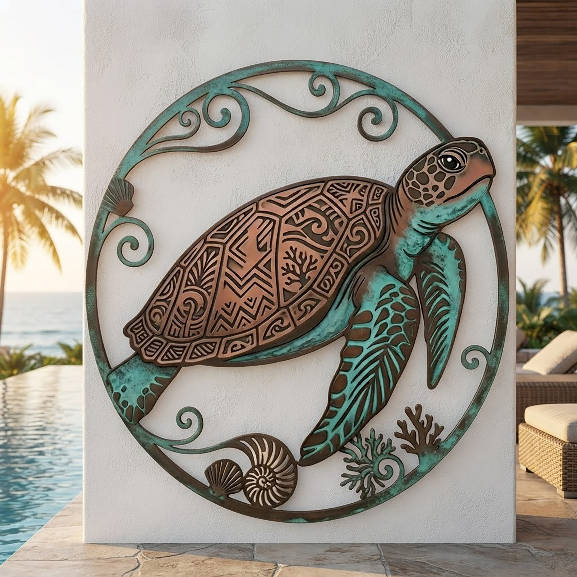 Sea Turtle Metal Wall Art - product view 2