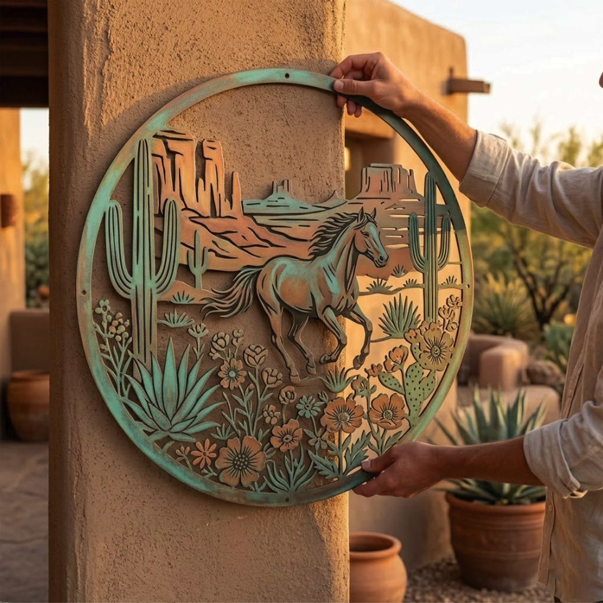 Running Horse Metal Wall Art - product view 3
