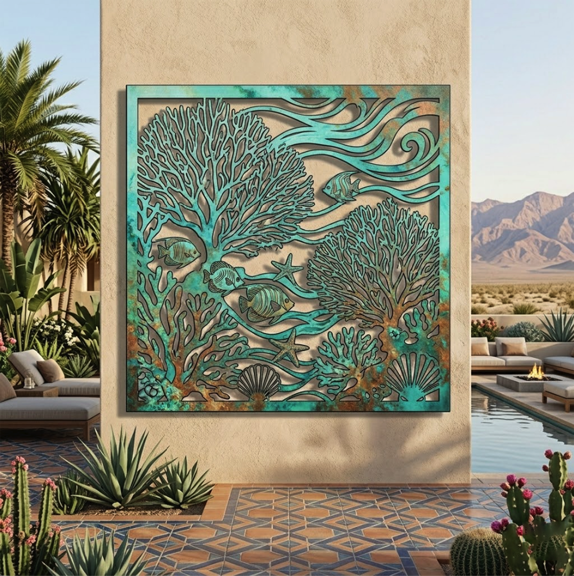Coral Reef Metal Wall Art - product view 2