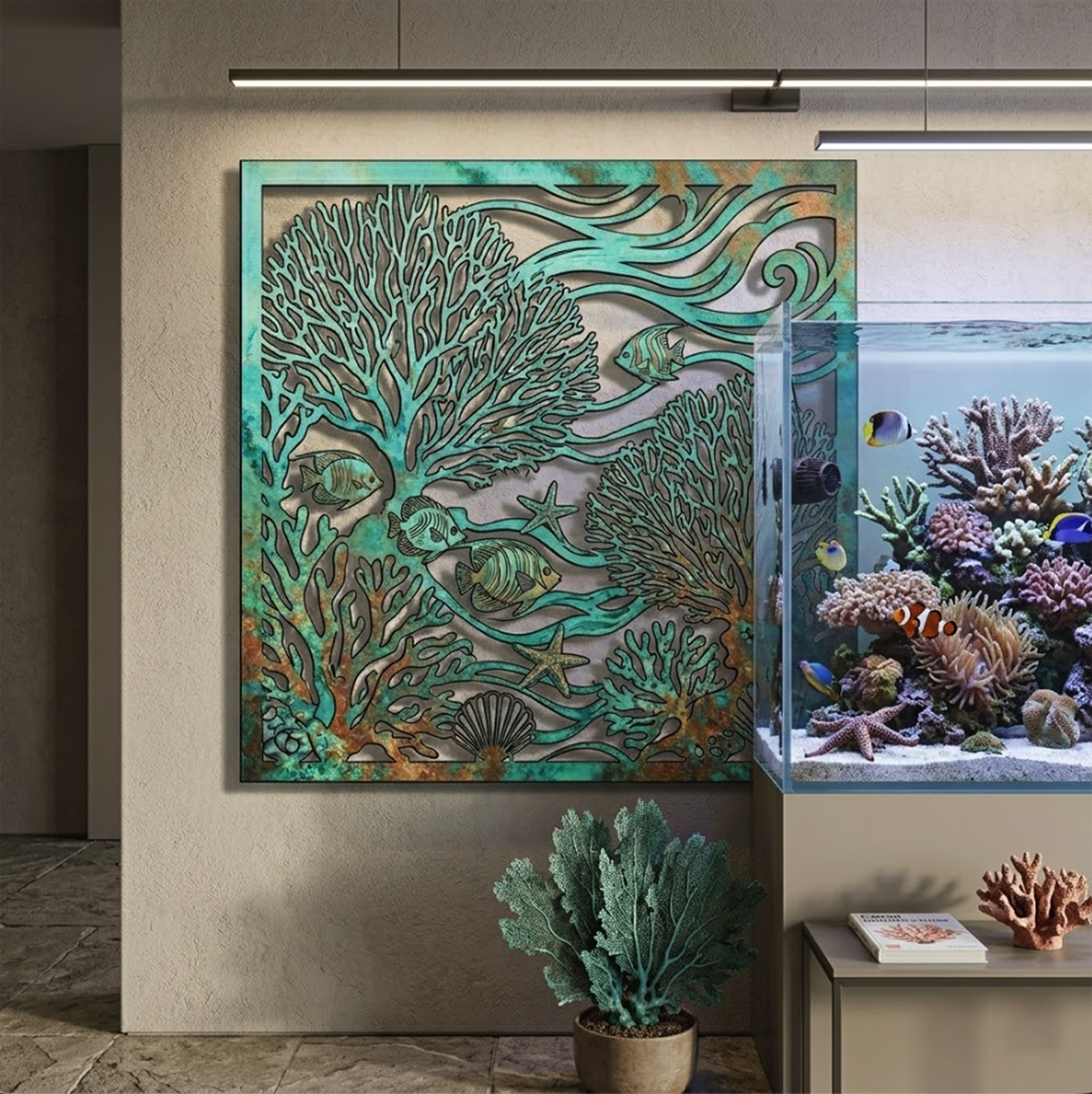 Coral Reef Metal Wall Art - product view 3