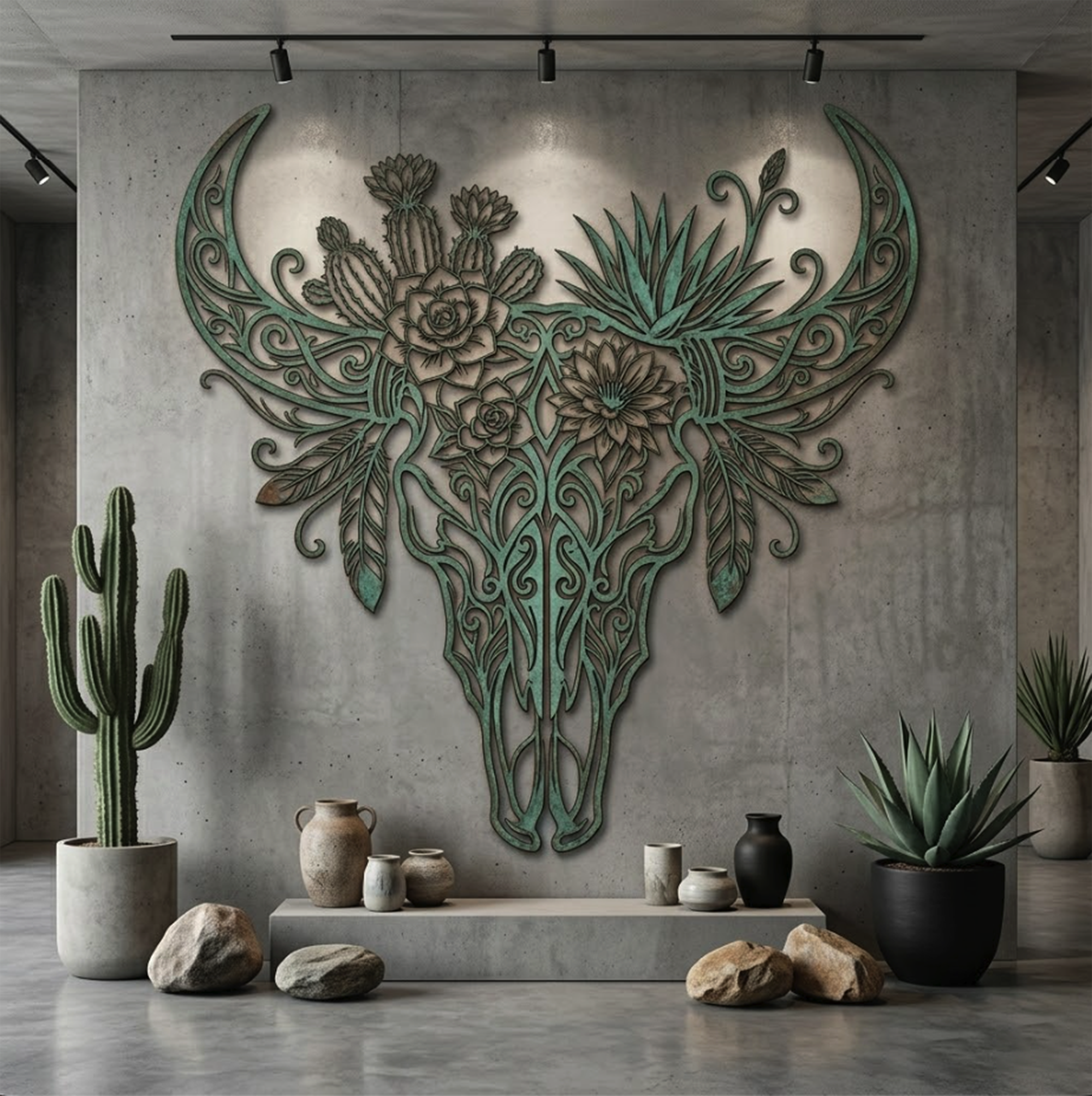 Western Cow Skull Metal Wall Art - product view 2