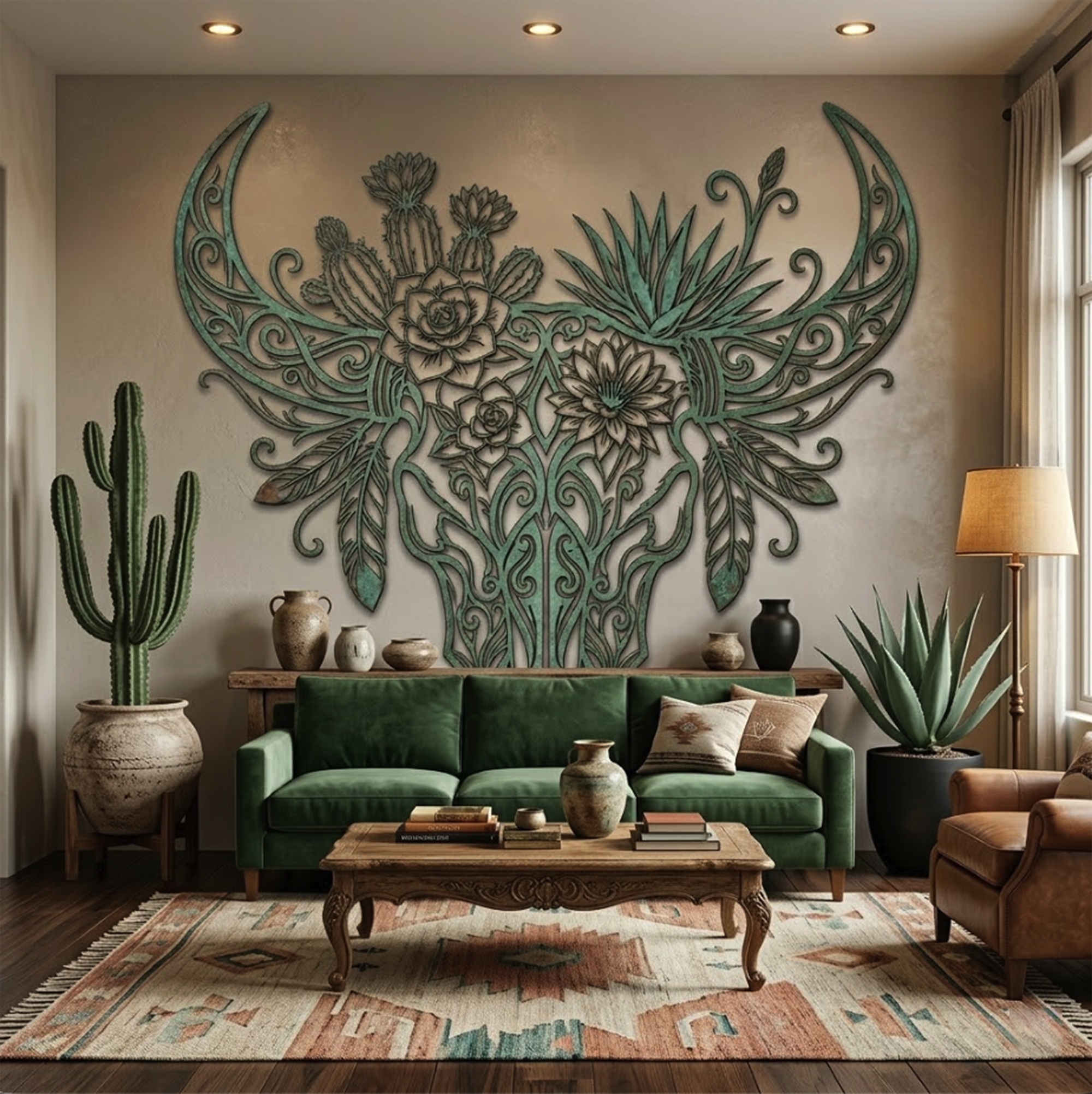 Western Cow Skull Metal Wall Art - product view 3