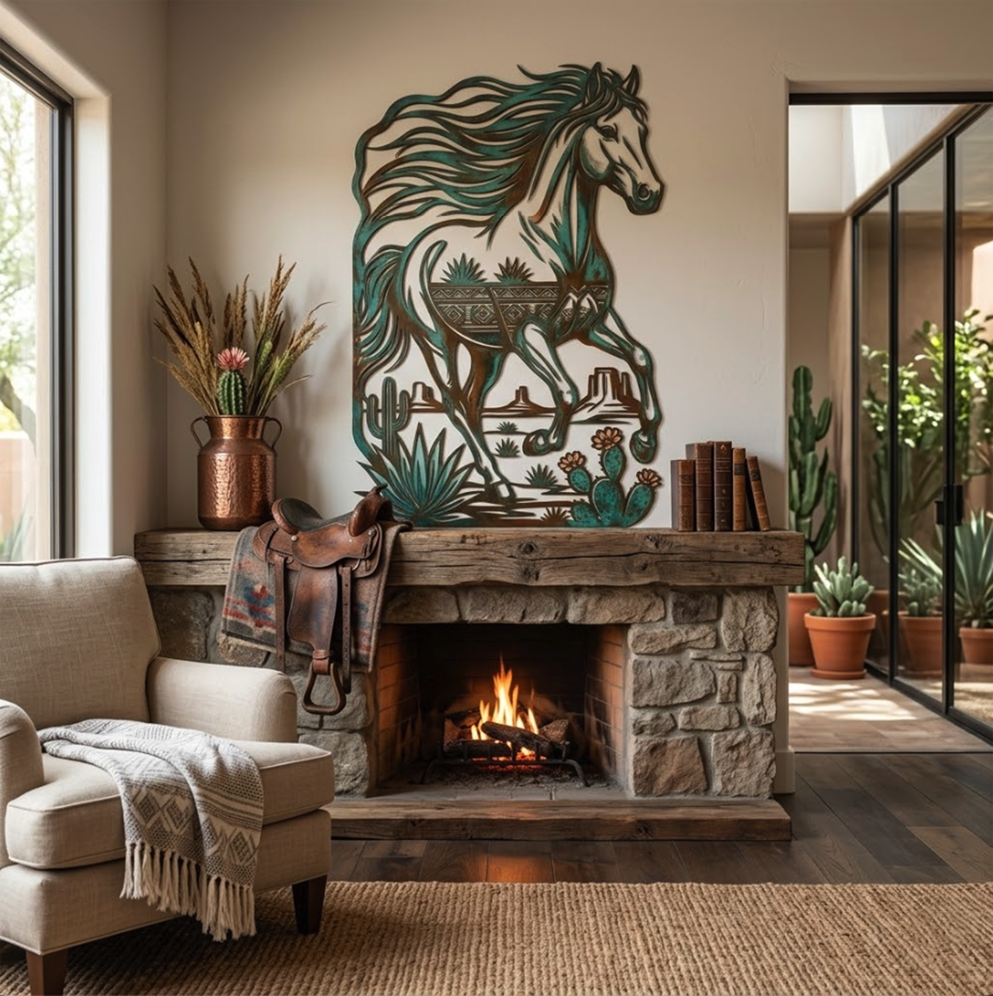 Southwestern Horse Metal Wall Art - product view 2