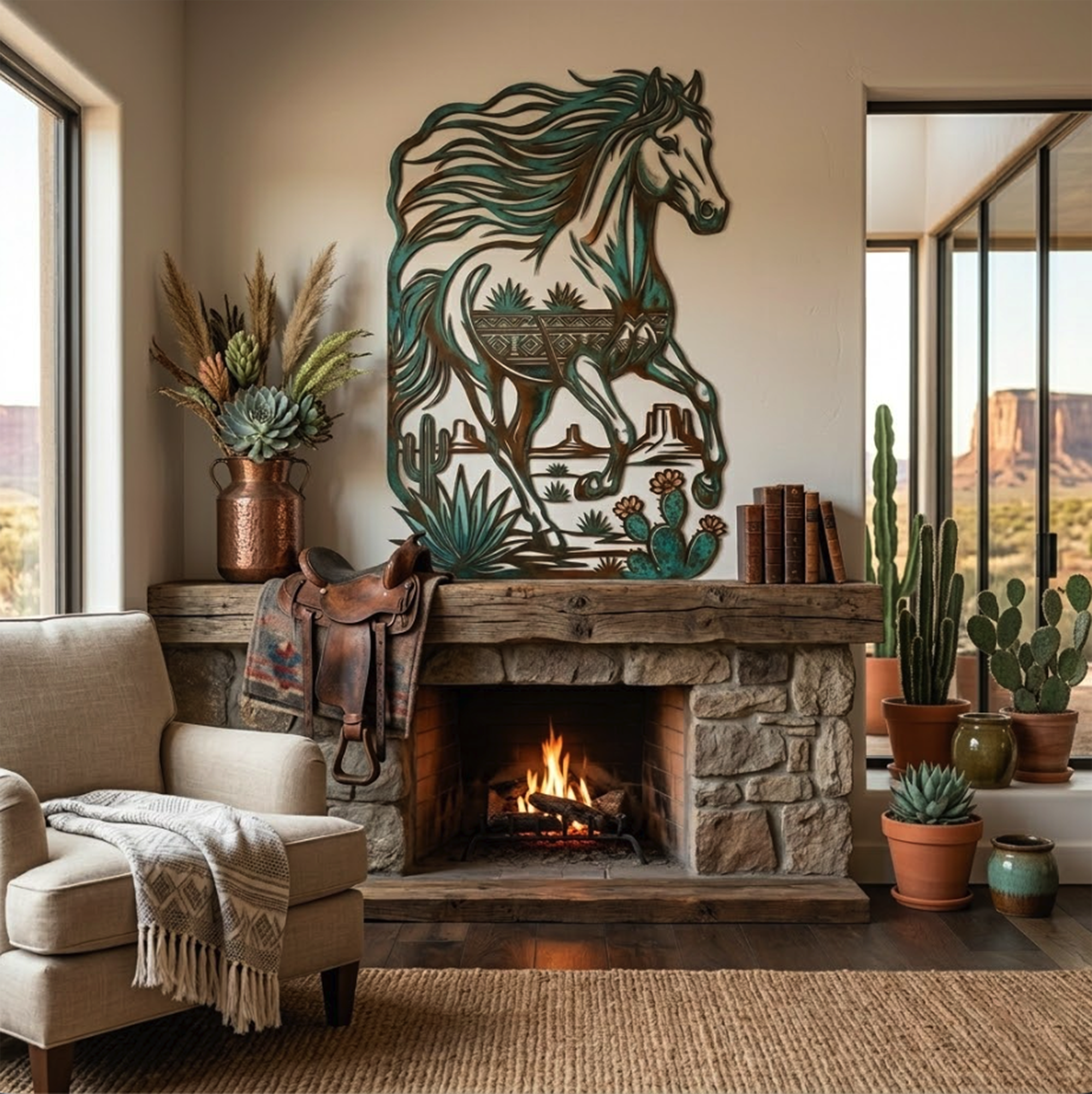 Southwestern Horse Metal Wall Art - product view 3