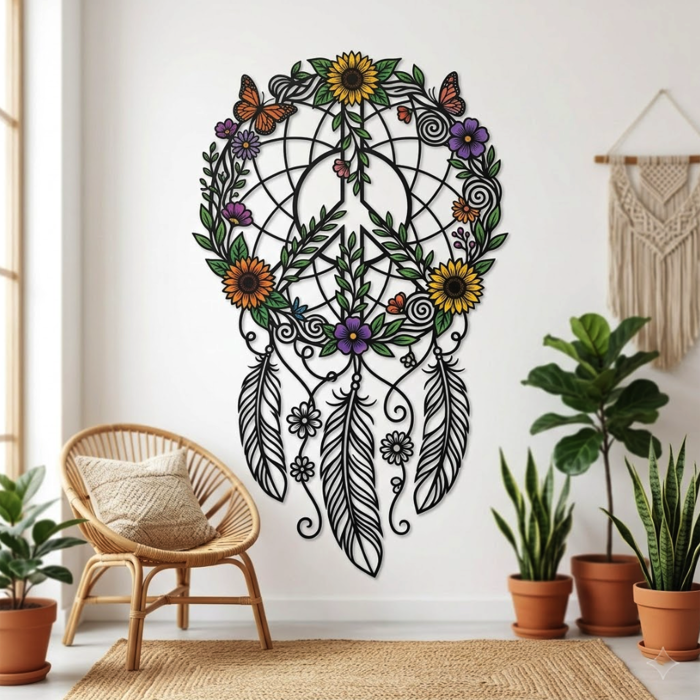 Peace Dreamcatcher Metal Wall Art