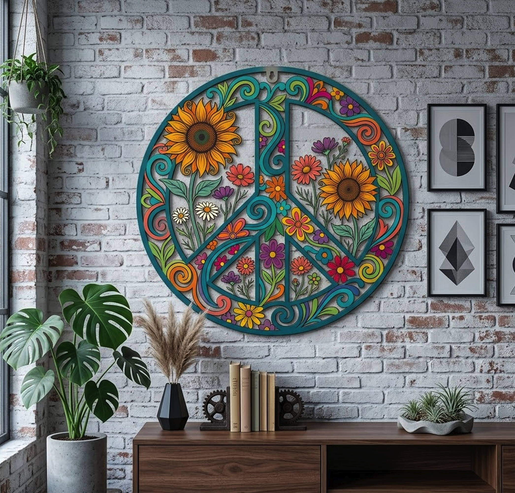 Peace Sign Metal Wall Art - product view 2