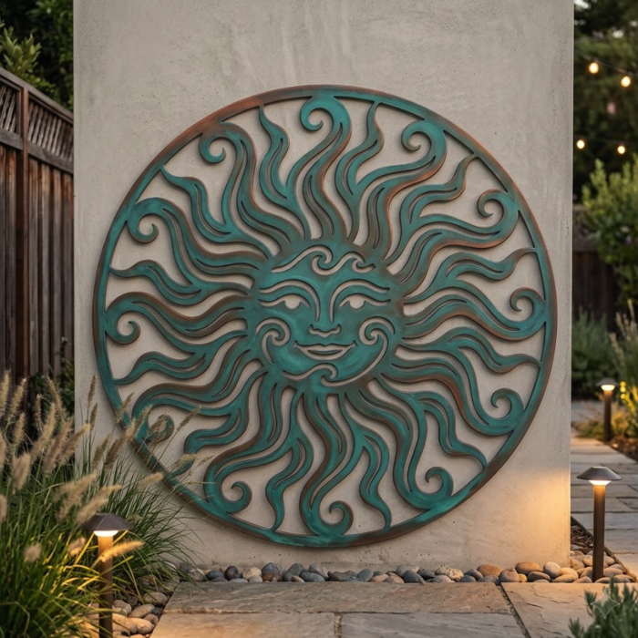 Sun Face Metal Wall Art