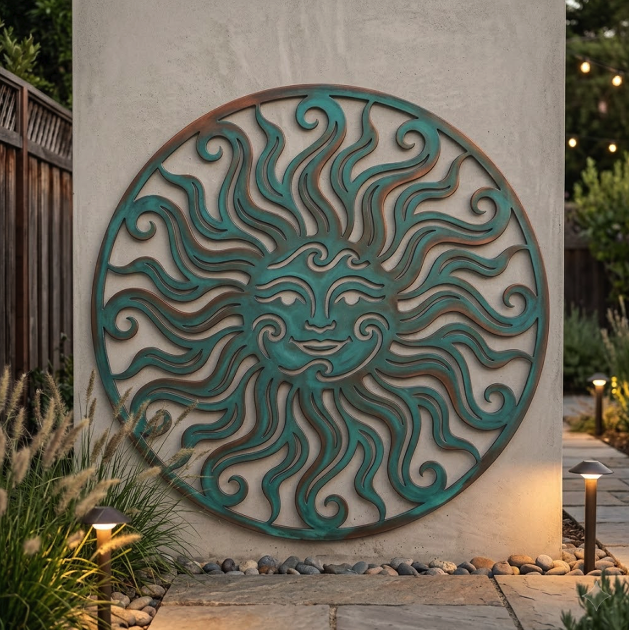 Sun Face Metal Wall Art